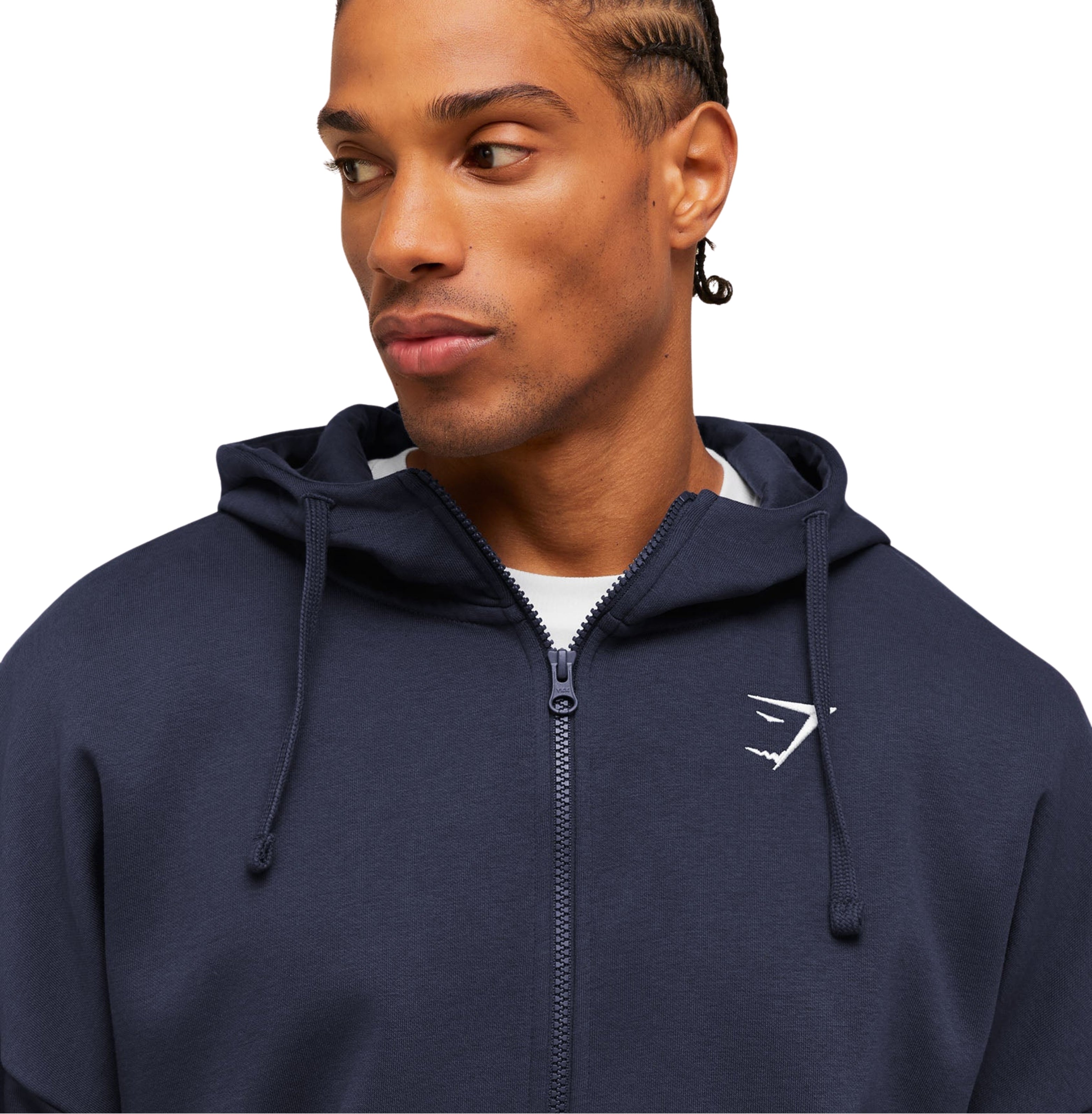 Gymshark Crest Oversized Zip Up Hoodie 'Heavy Blue'
