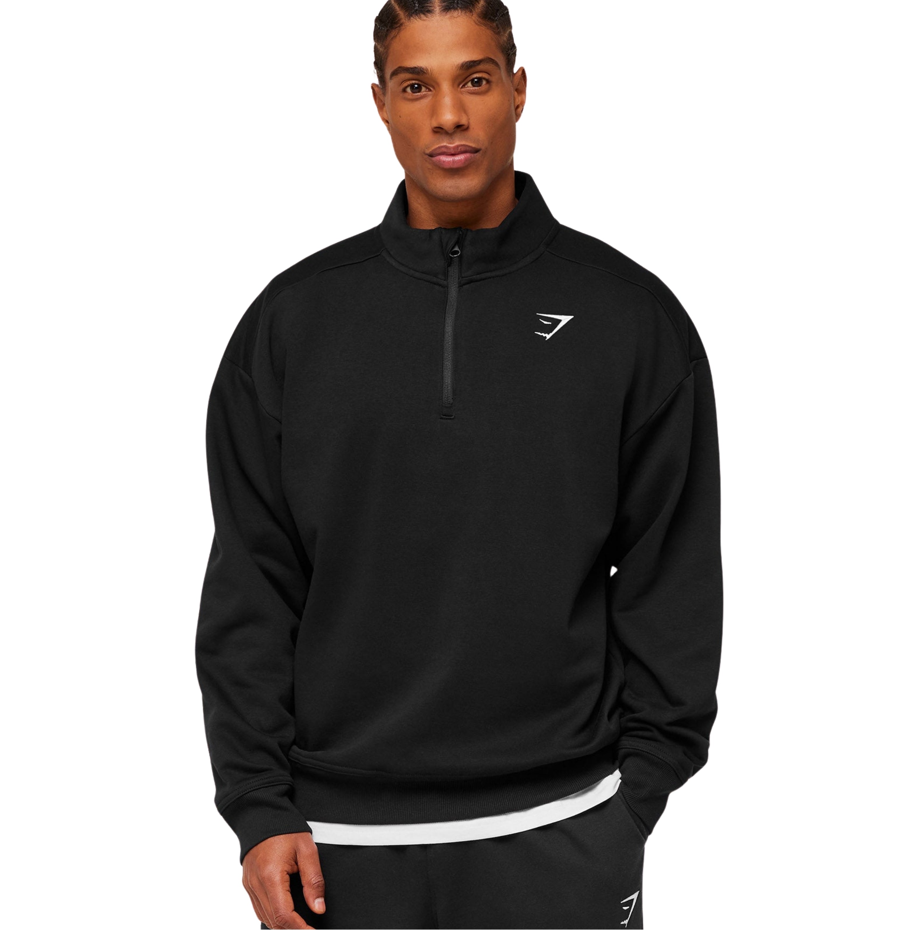 Gymshark Crest Oversized 1/4 Zip 'GS Black'