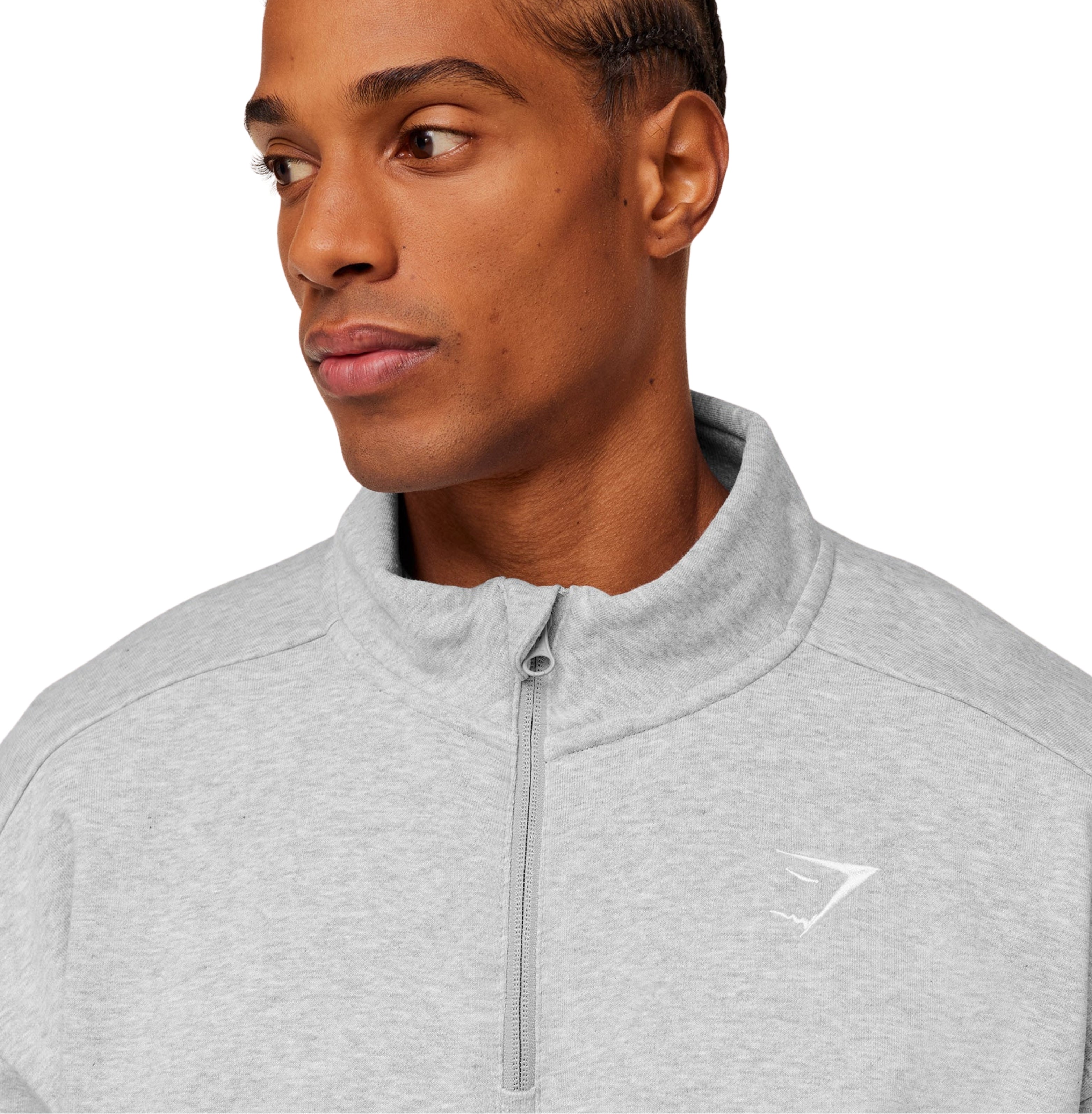Gymshark Crest Oversized 1/4 Zip 'Light Grey Core Marl'