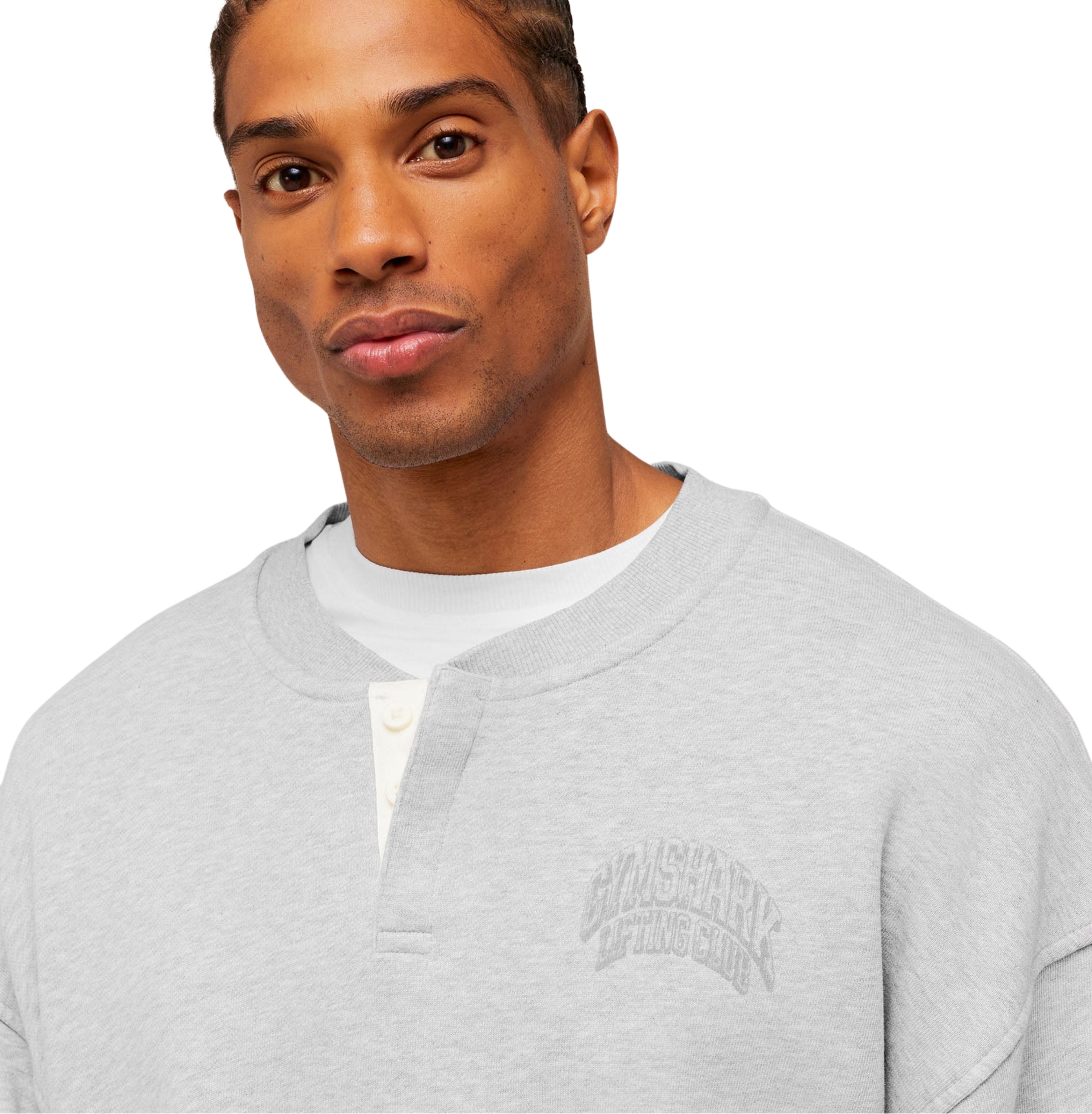 Gymshark GSLC Henley Sweat 'Bros Soft Grey Marl'