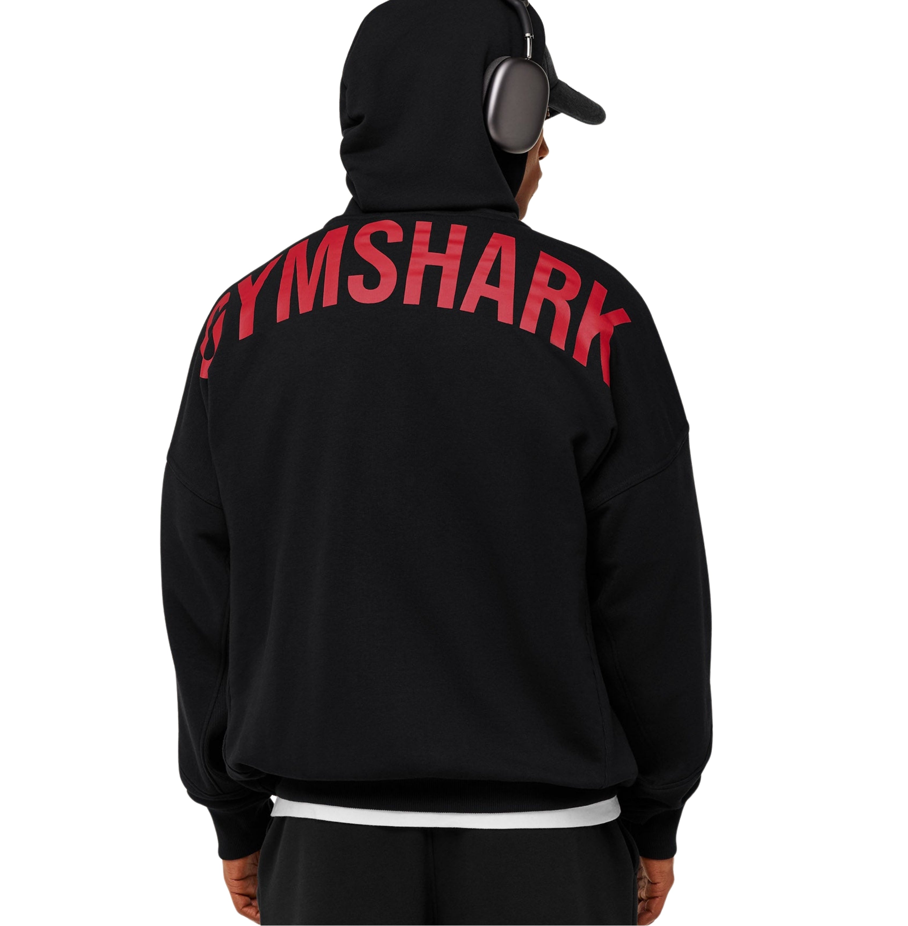 Gymshark Power Zip Up Hoodie 'Black Conditioning Red'