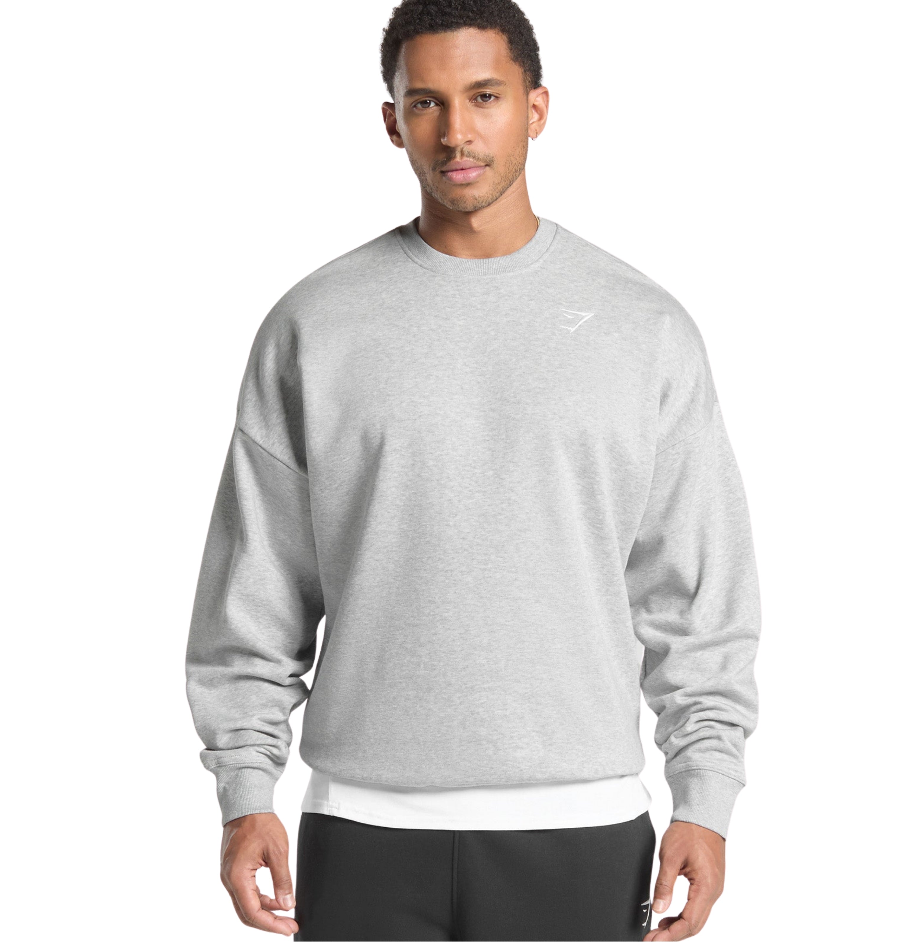 Gymshark Oversized Crest Crew 'Light Grey Core Marl'