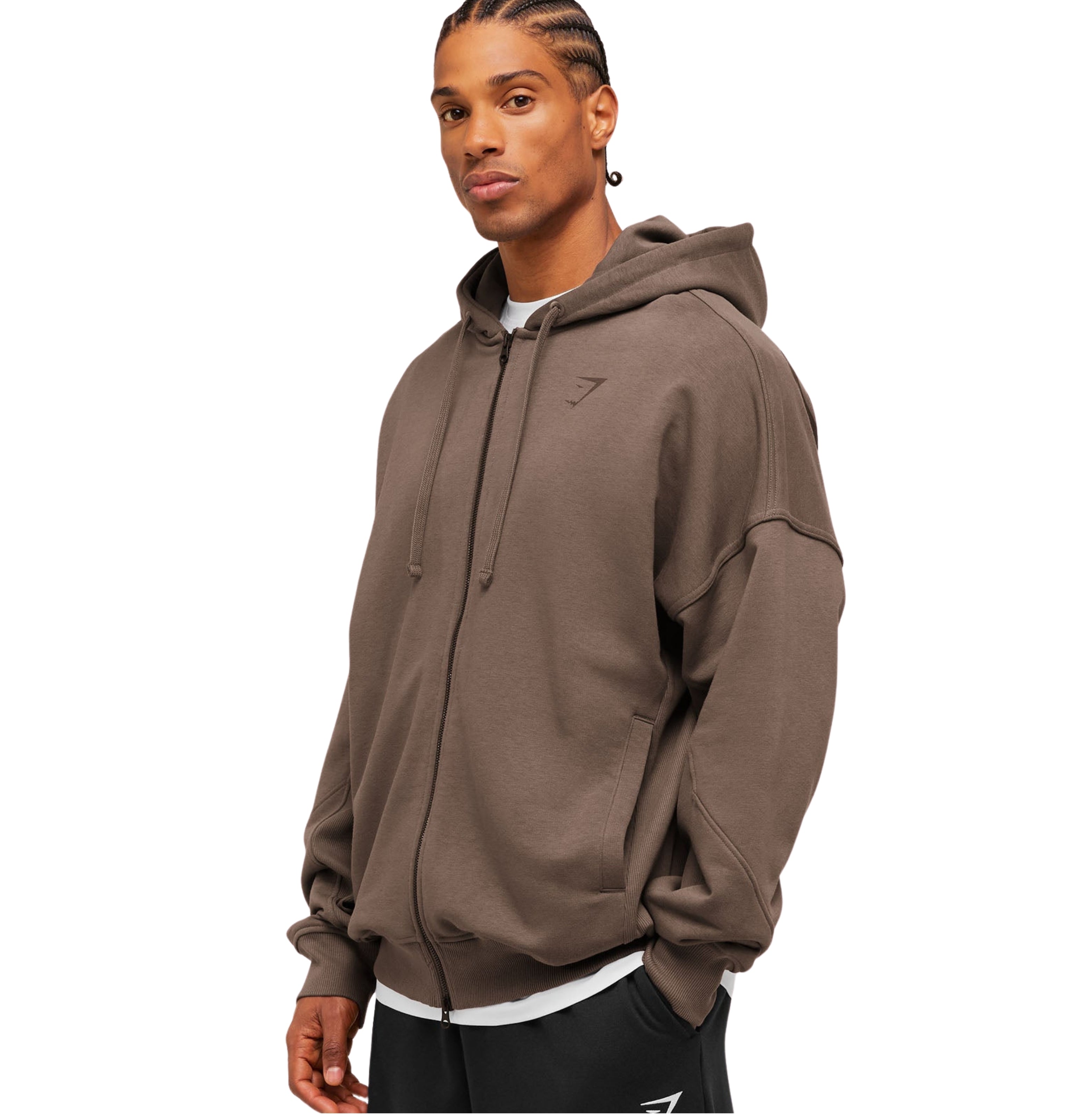 Gymshark Power Zip Up Hoodie 'Soft Brown'