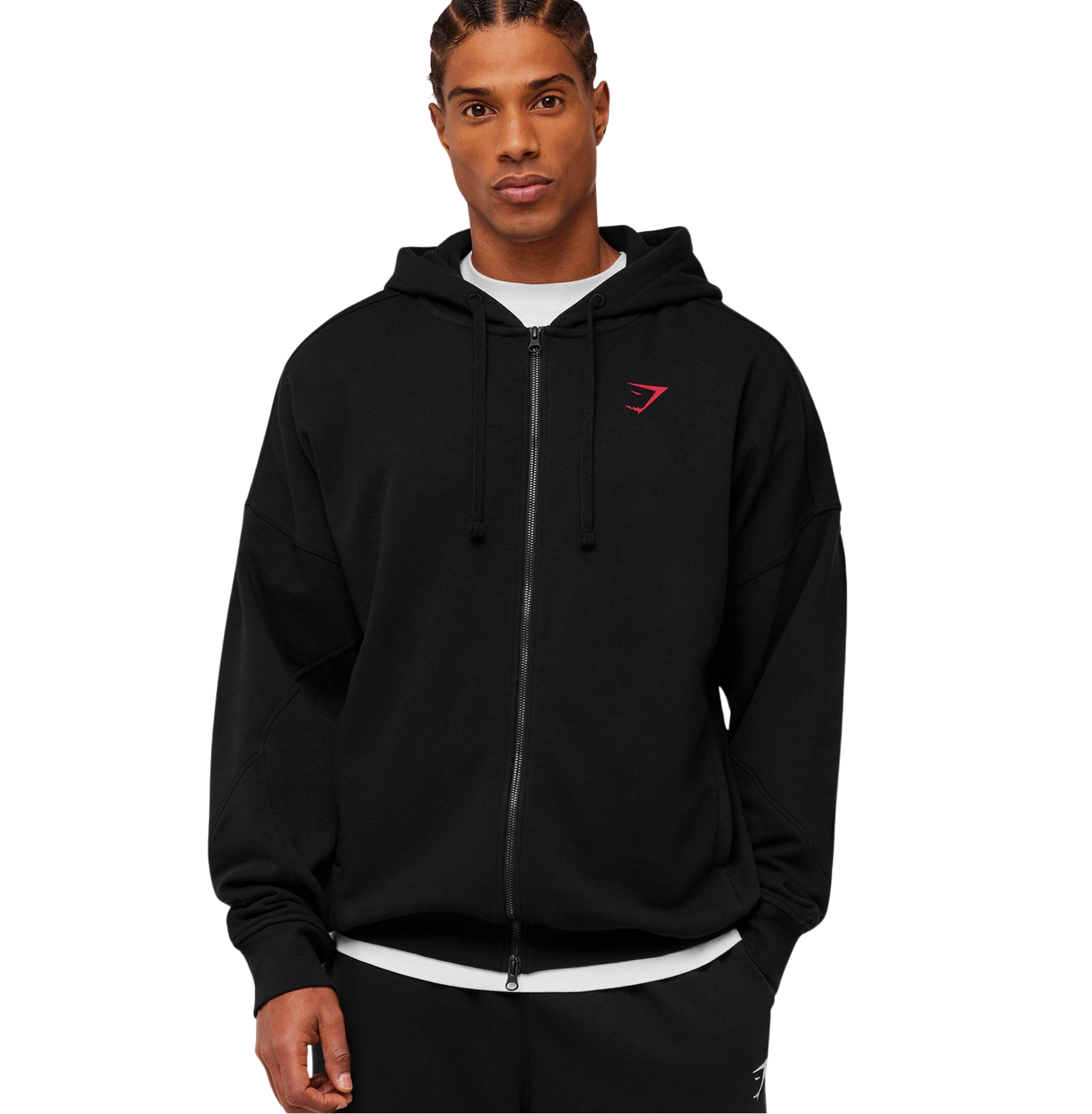 Gymshark Power Zip Up Hoodie 'Black Conditioning Red'