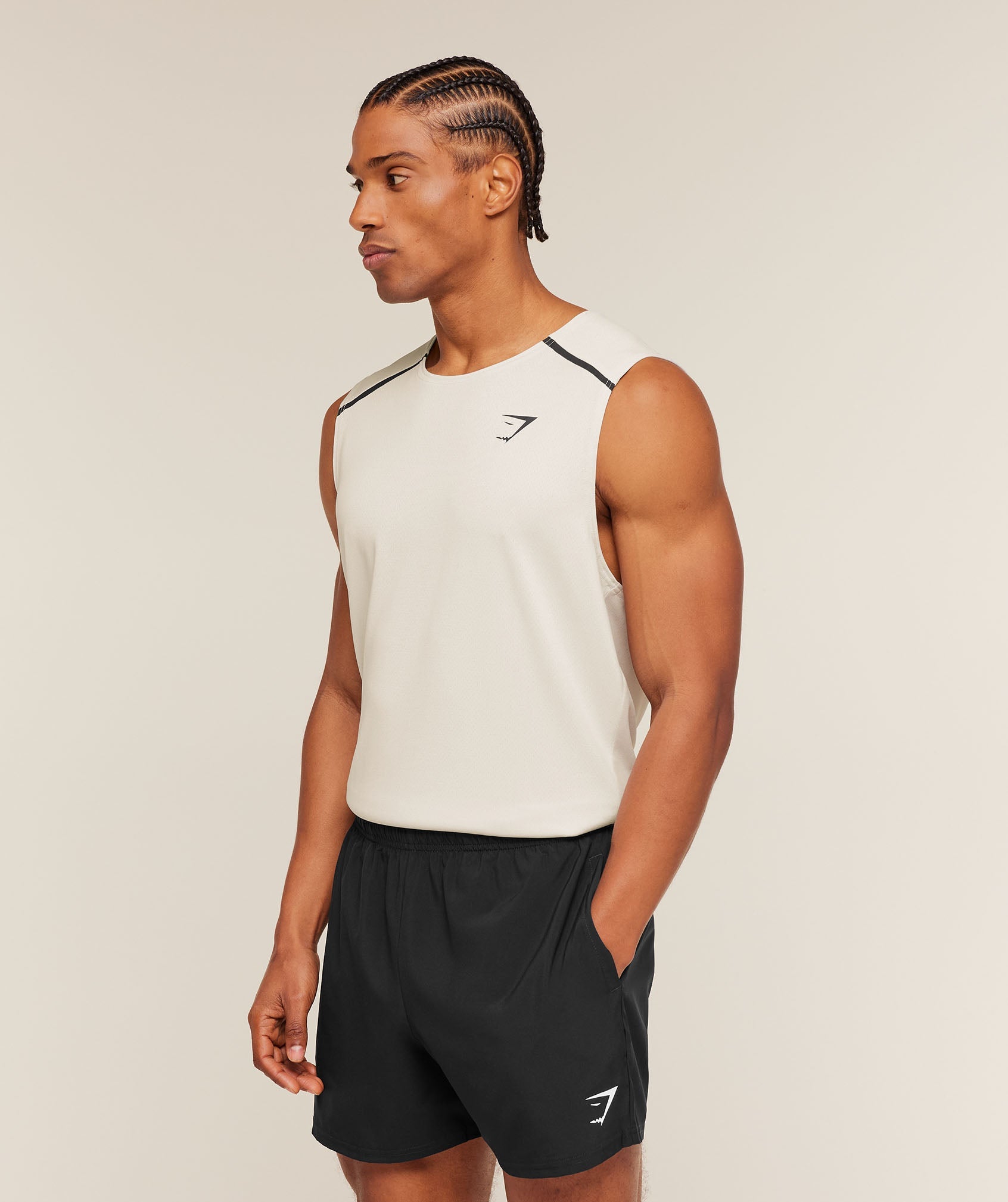 Gymshark Arrival Contrast Tank 'Tinted White Pebble Grey'