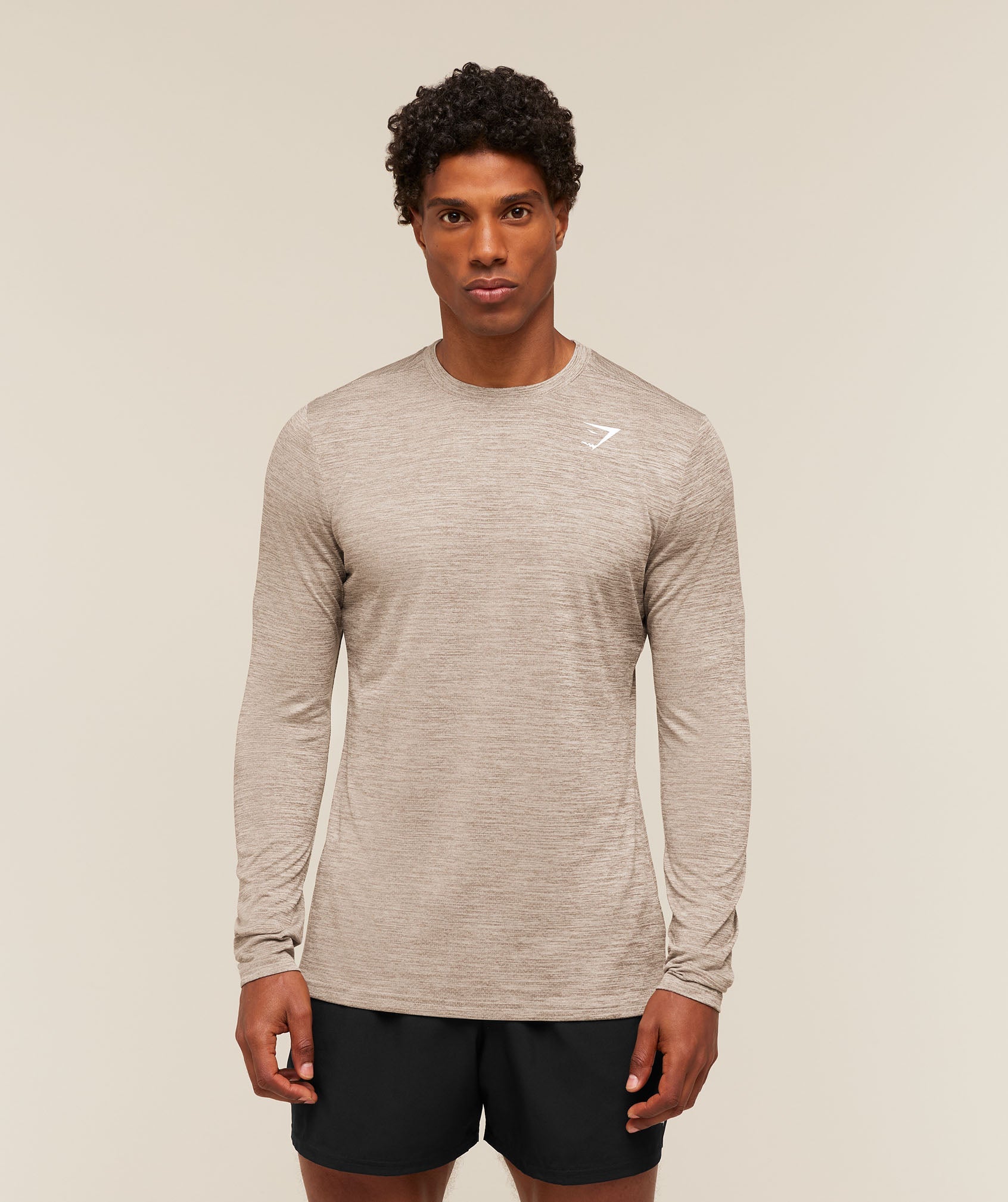 Gymshark Arrival Long Sleeve T-Shirt 'Chalk Beige Lifestyle Brown'