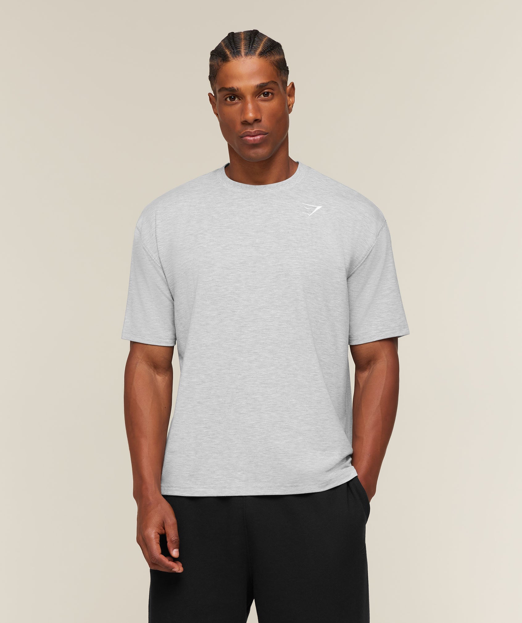 Gymshark Campus Crest T-Shirt 'Bros Soft Grey Marl'