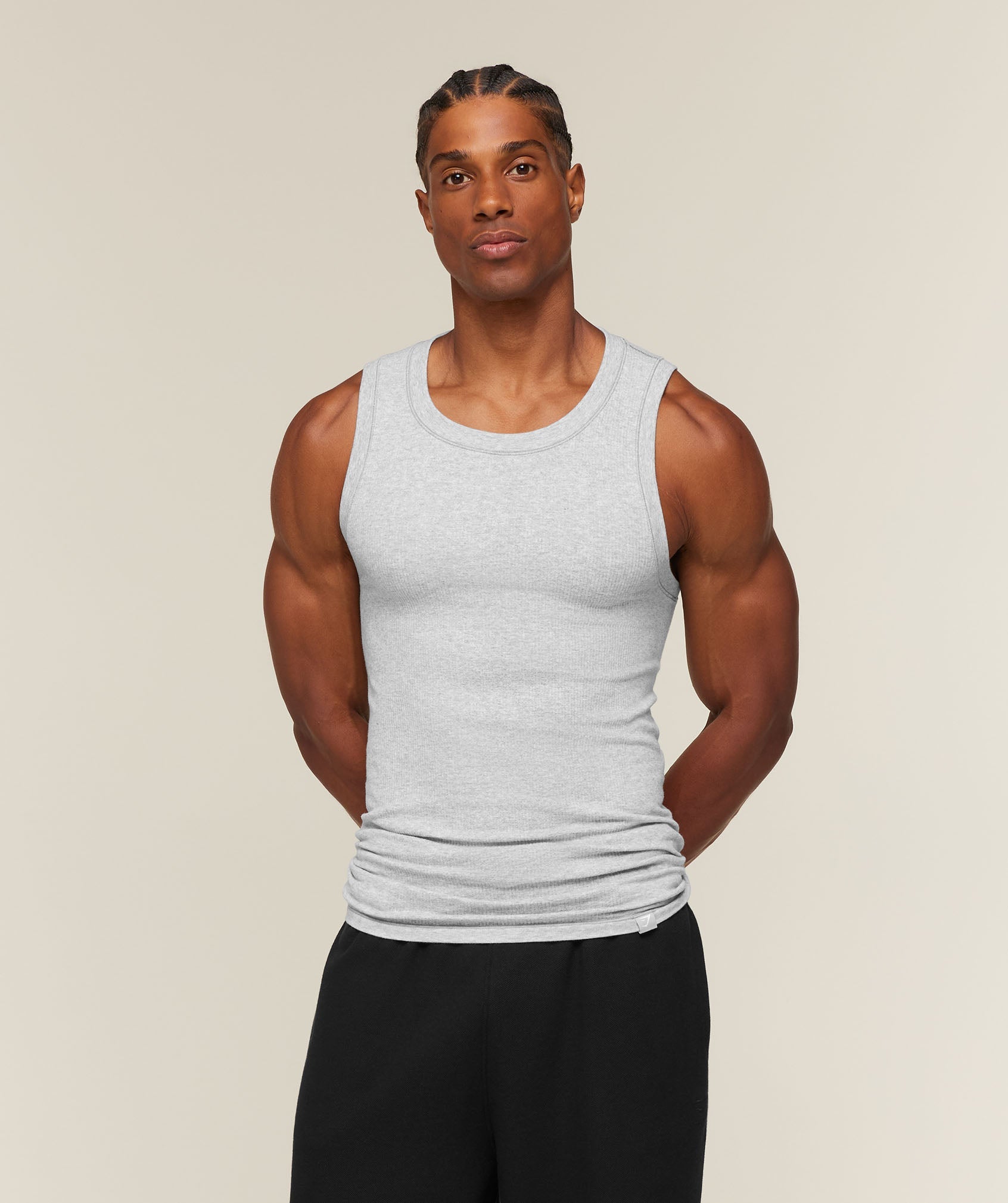Gymshark Cotton Seamless Sleeveless Top 'Soft Grey Marl'