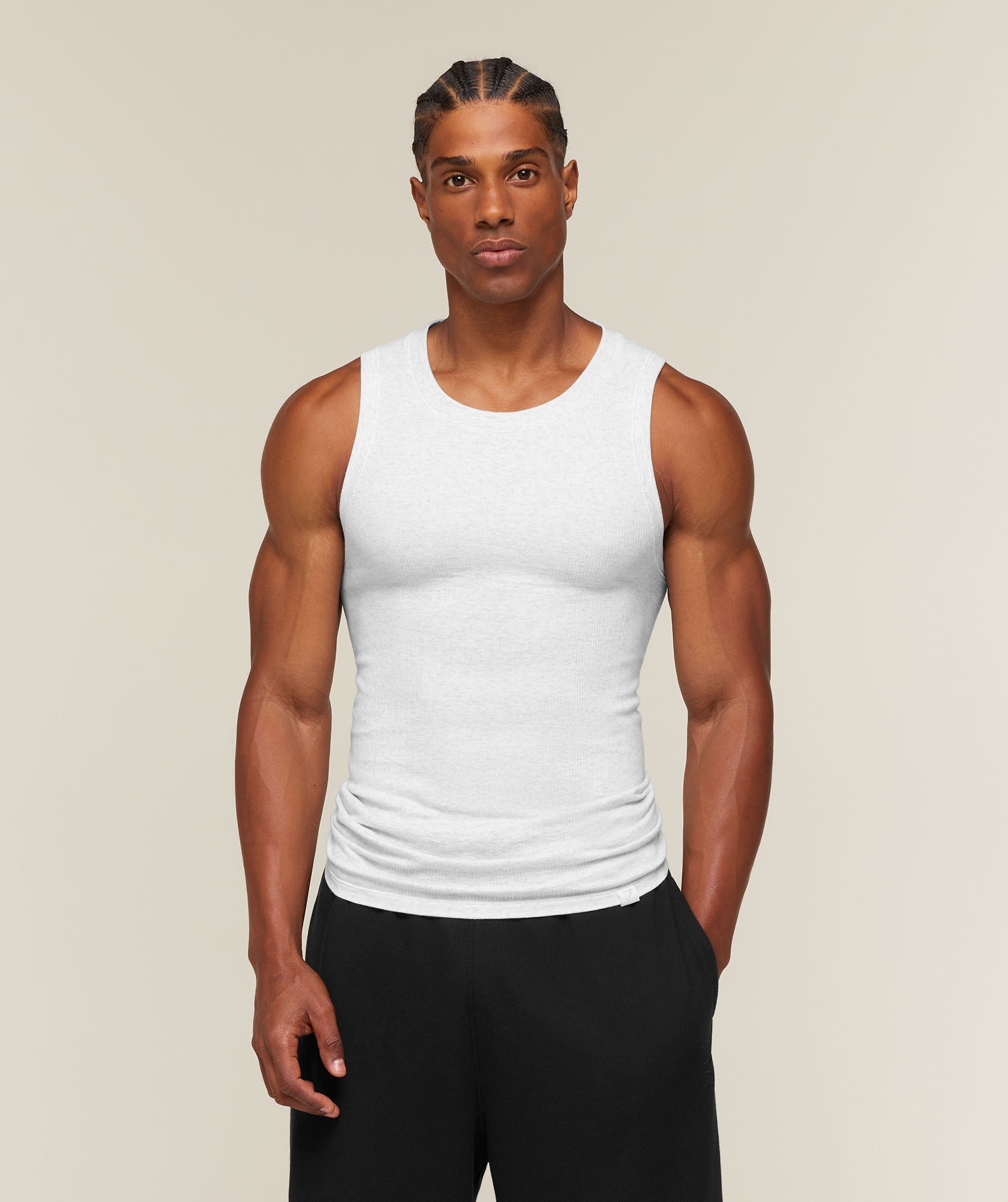 Gymshark Cotton Seamless Sleeveless Top 'White Grey Marl'