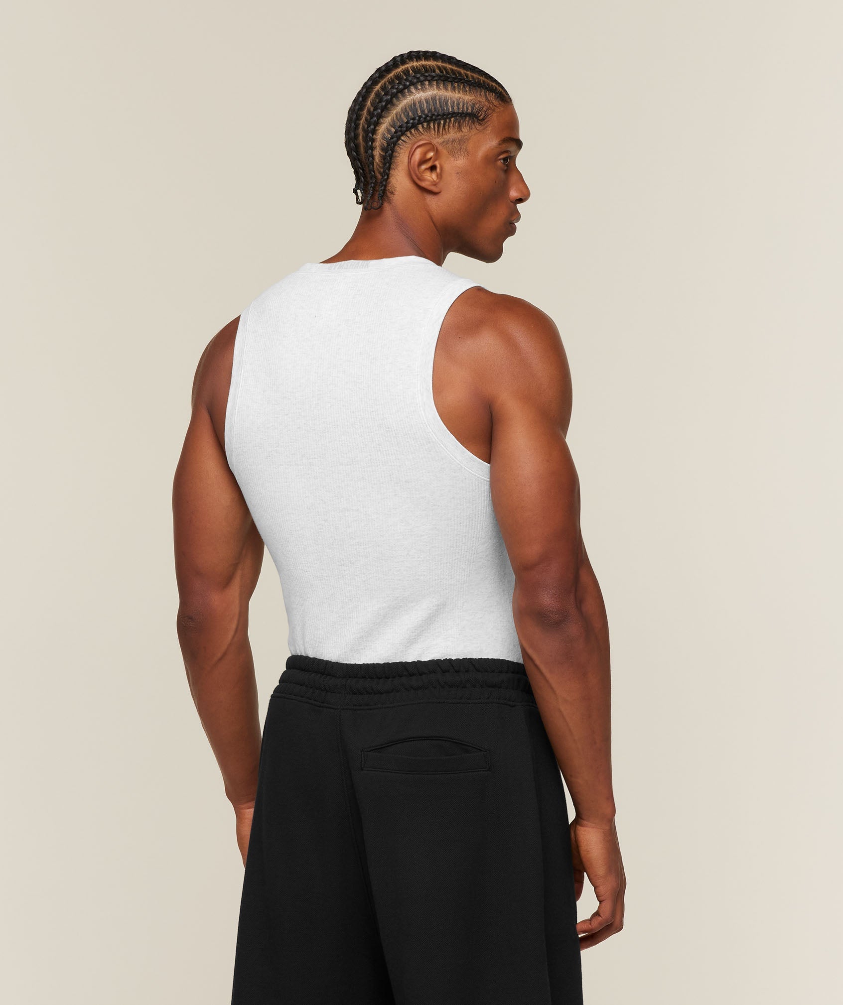 Gymshark Cotton Seamless Sleeveless Top 'White Grey Marl'
