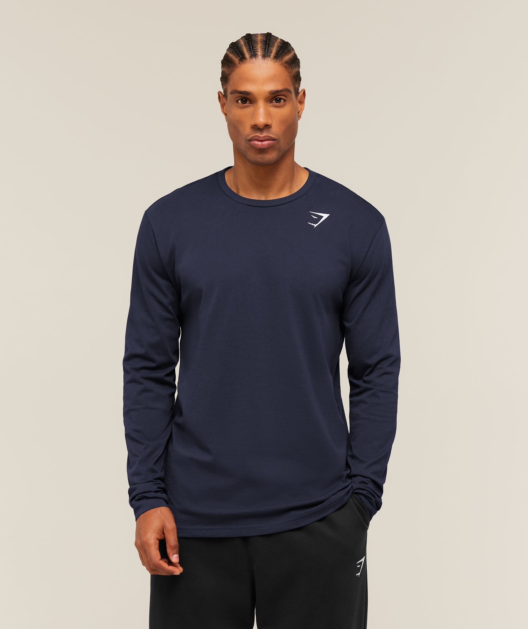Gymshark Crest Long Sleeve T-Shirt 'Heavy Blue'