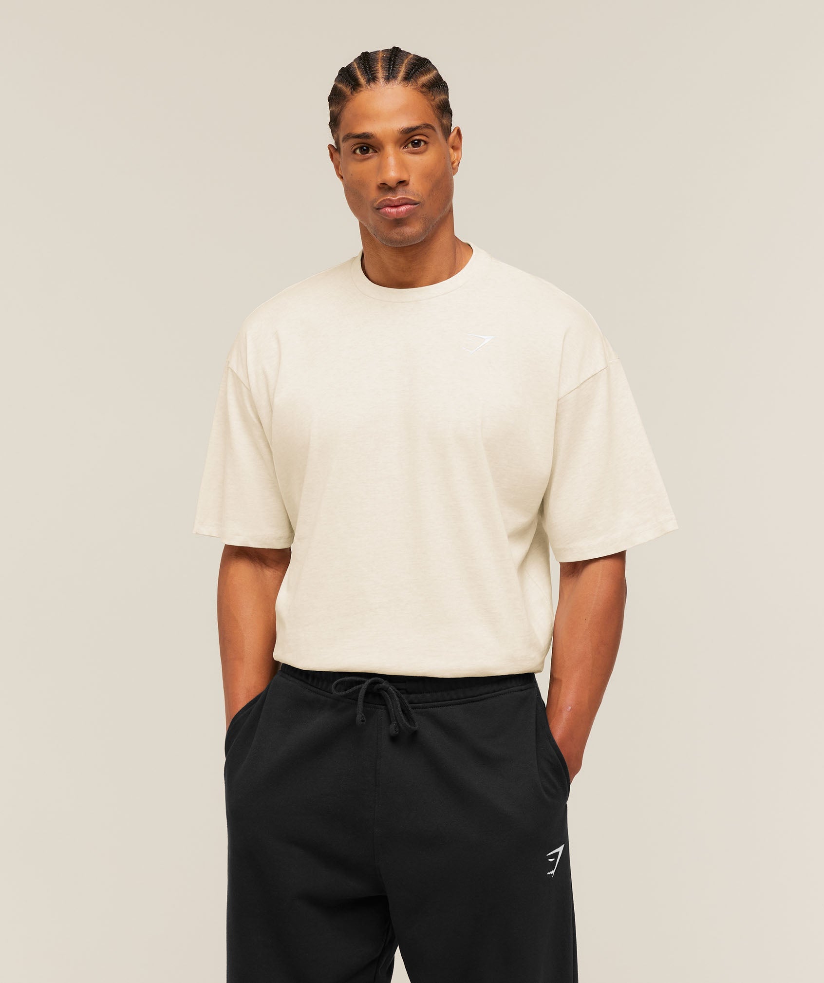 Gymshark Crest Oversized T-Shirt 'Bros Chalk Marl'