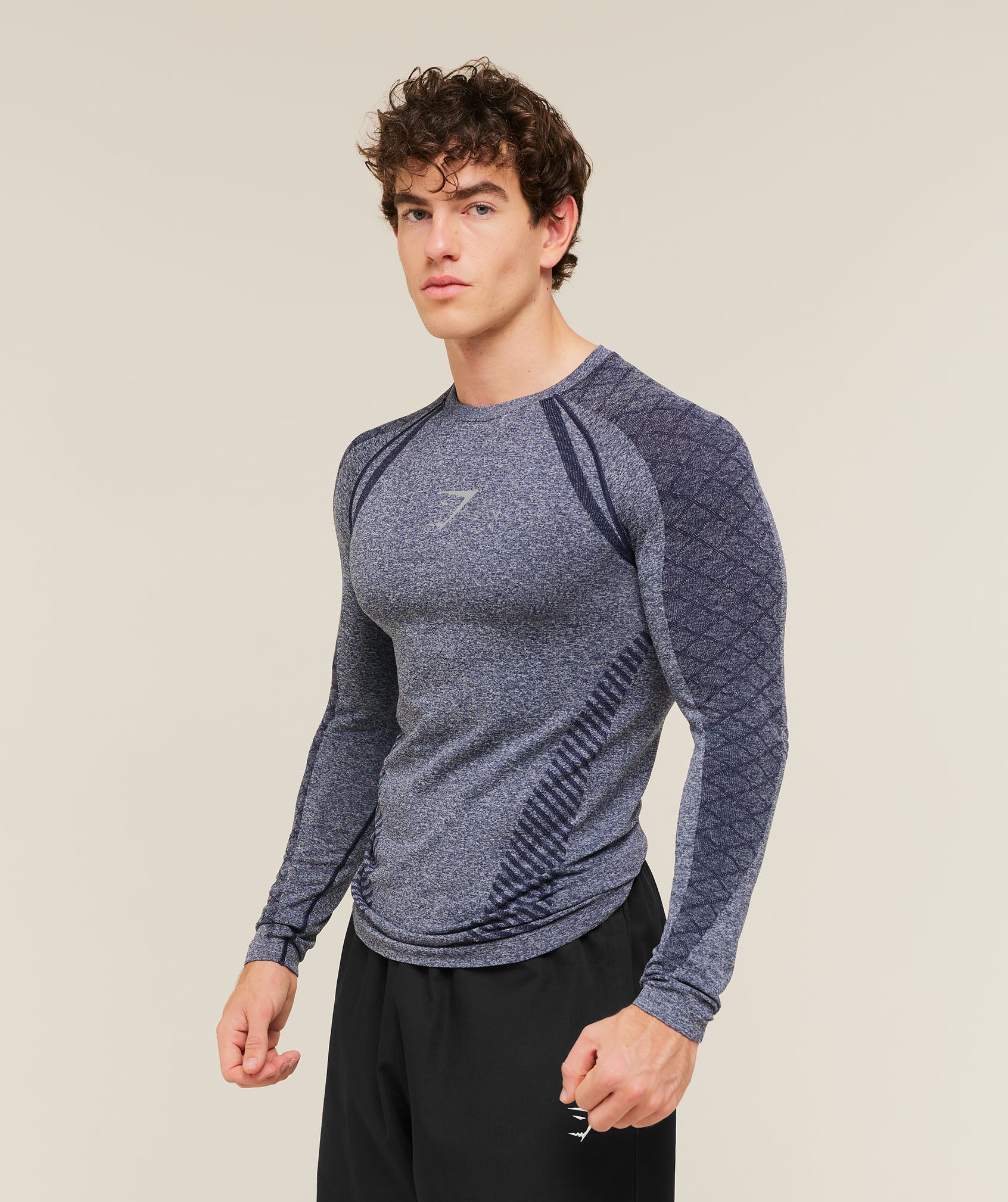 Gymshark Devant Seamless Long Sleeve T-Shirt 'Heavy Blue'