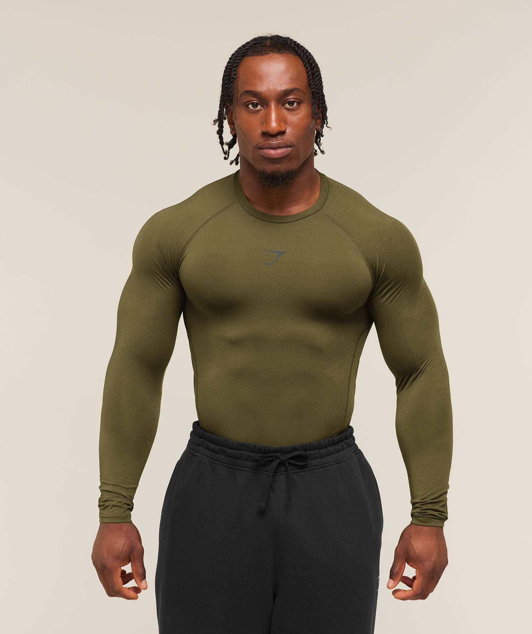 Gymshark Element Baselayer Long Sleeve T-Shirt 'Canvas Green'