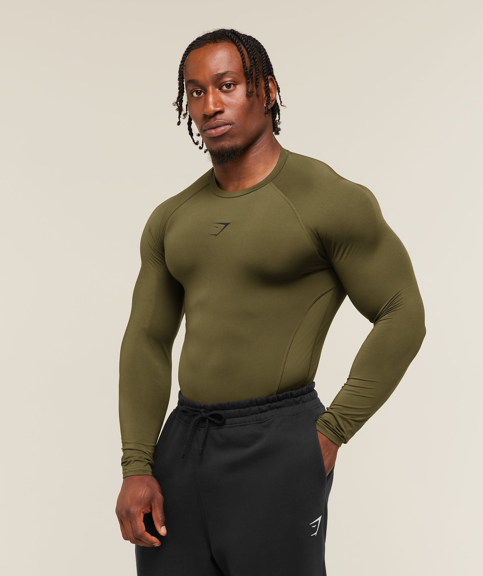 Gymshark Element Baselayer Long Sleeve T-Shirt 'Canvas Green'