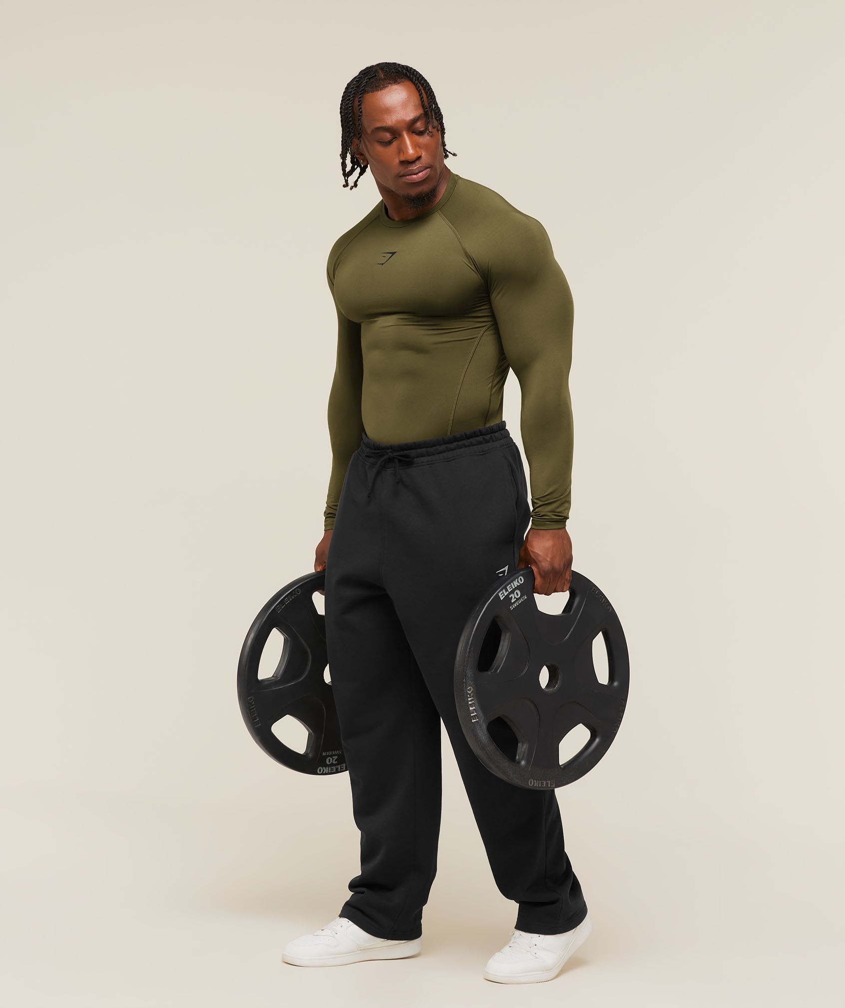 Gymshark Element Baselayer Long Sleeve T-Shirt 'Canvas Green'