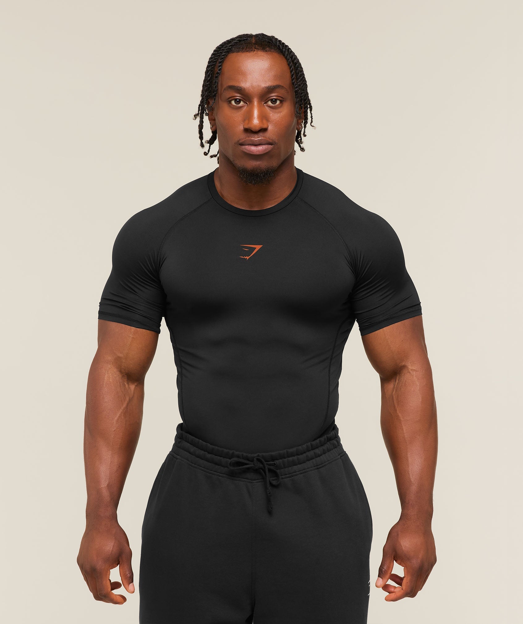 Gymshark Element Baselayer T-Shirt 'Black Nutmeg Orange'