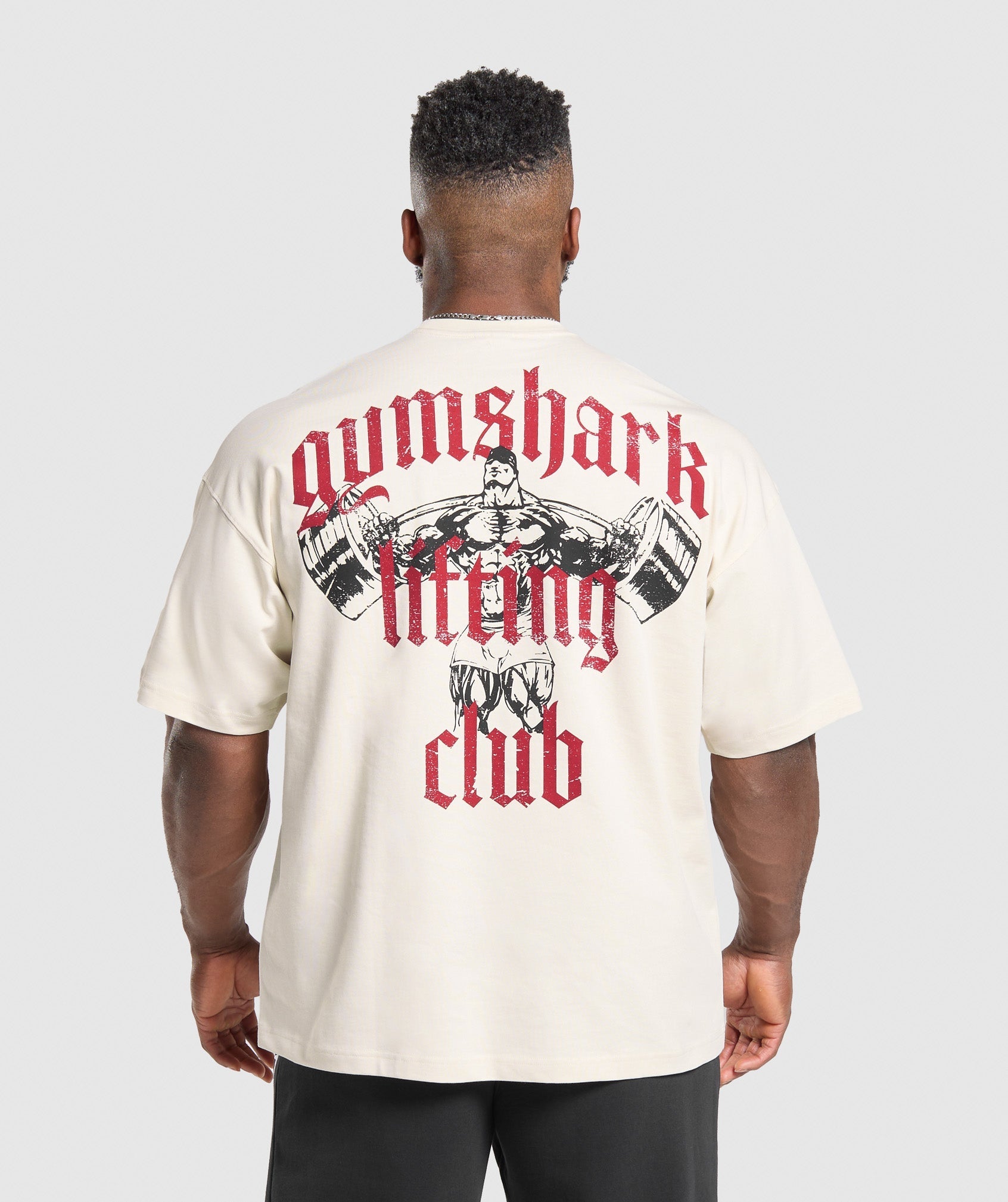 Gymshark Lifting Club T-Shirt 'Oat White Conditioning Red'