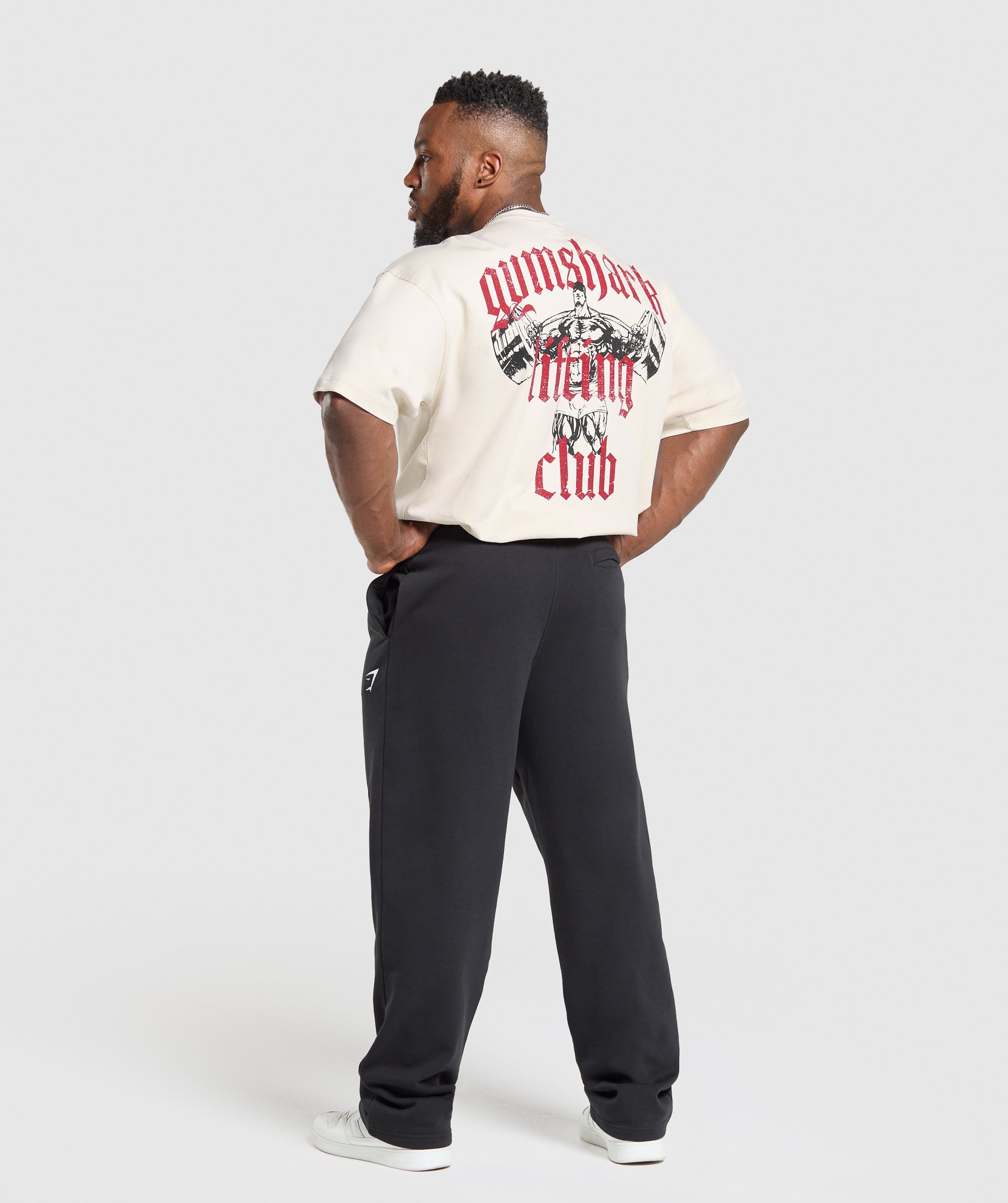 Gymshark Lifting Club T-Shirt 'Oat White Conditioning Red'