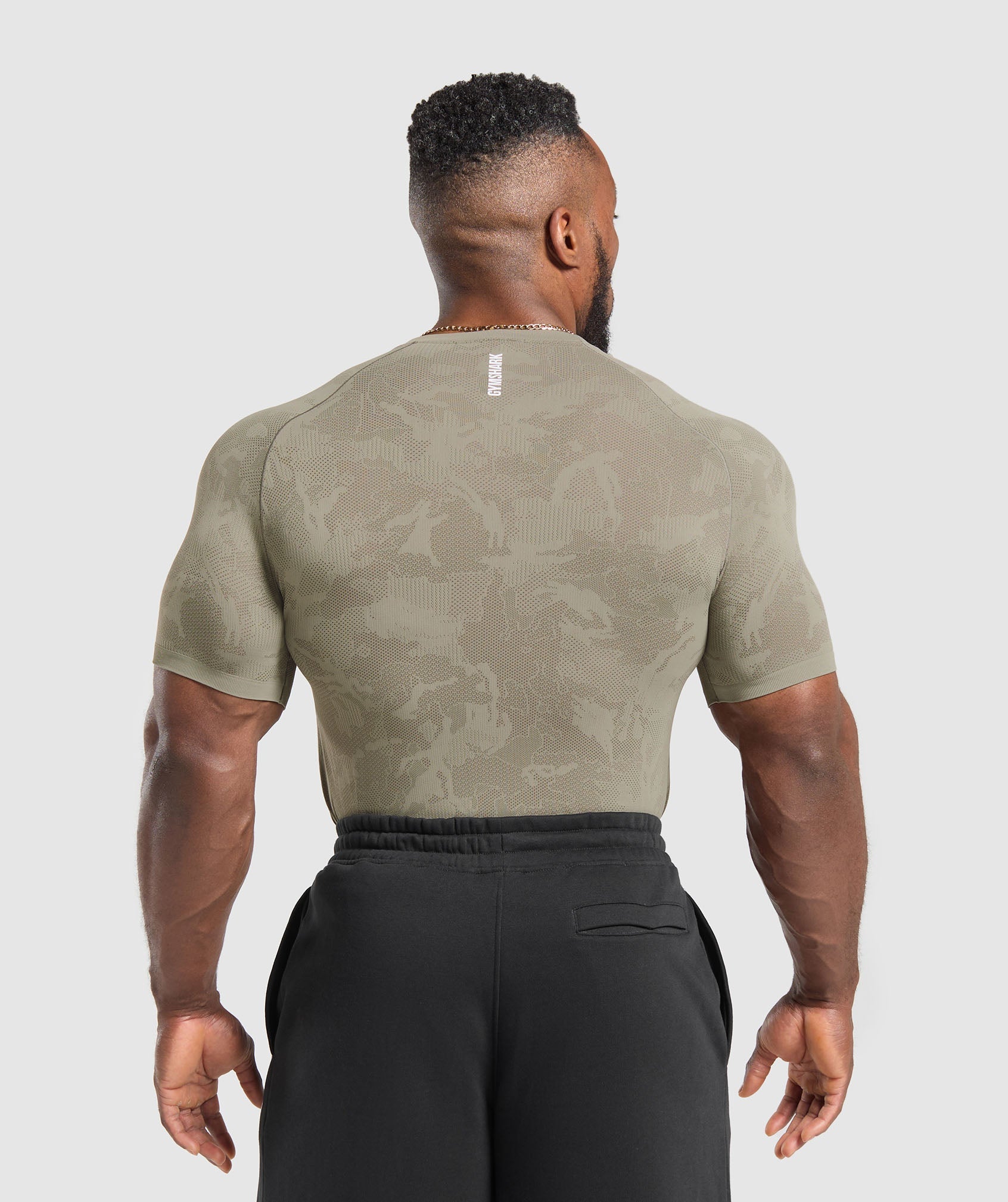 Gymshark Geo Seamless T-Shirt 'Linen Brown Camo Brown'