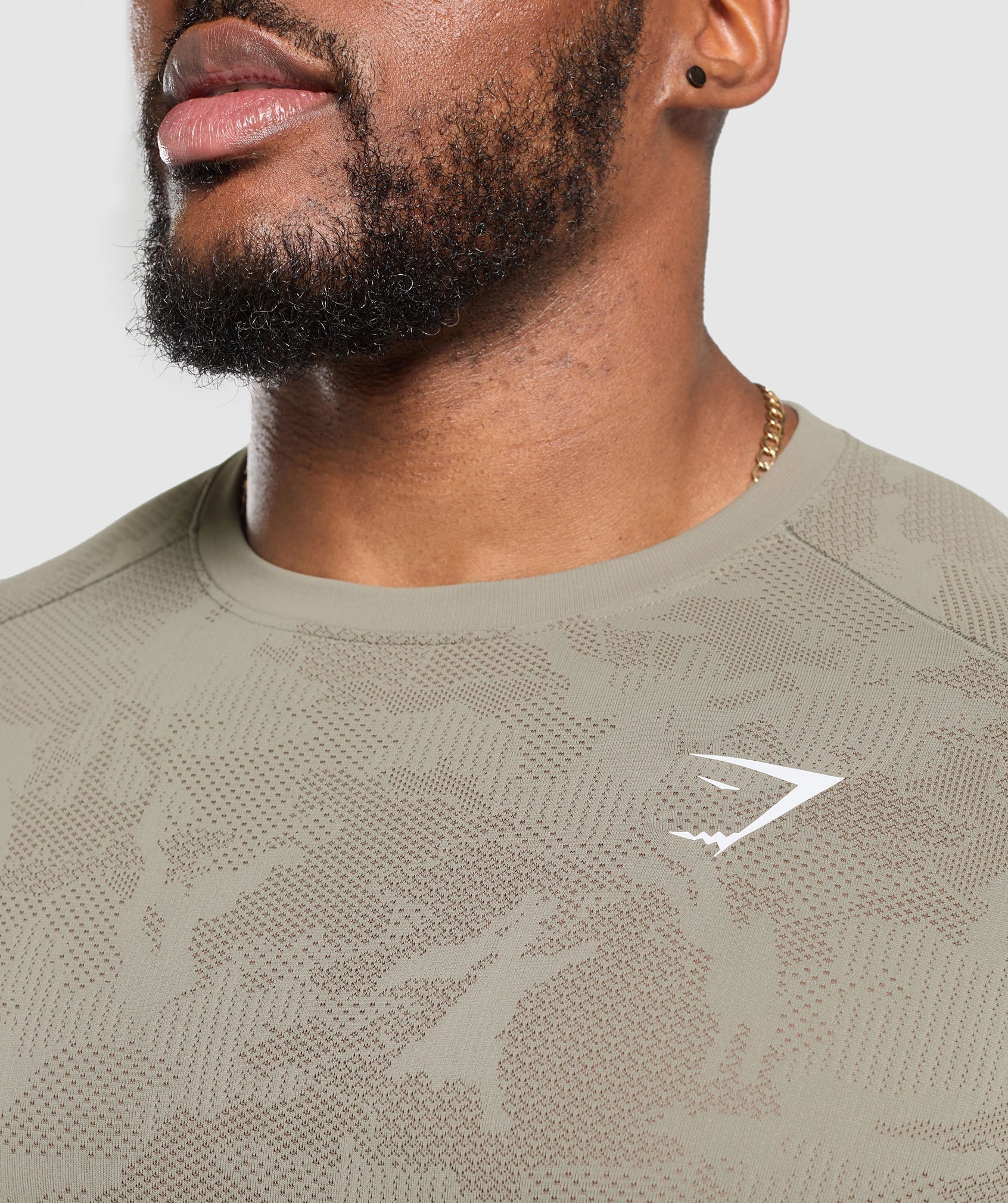 Gymshark Geo Seamless T-Shirt 'Linen Brown Camo Brown'