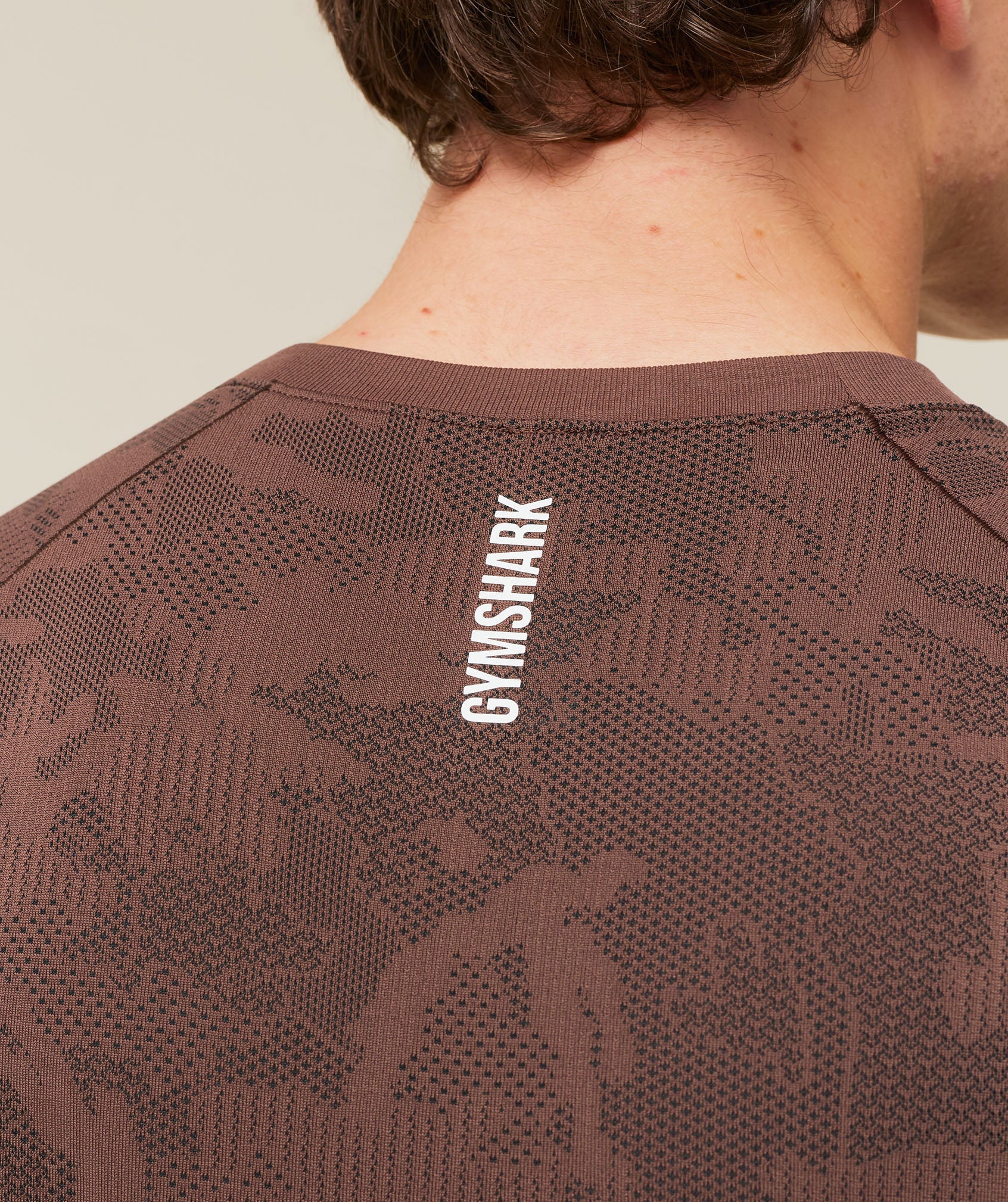 Gymshark Geo Seamless T-Shirt 'Espresso Brown Black'