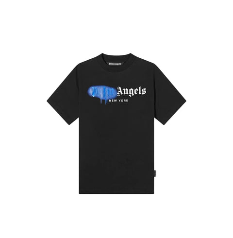 Palm Angels NY Sprayed Logo Black Blue Tee