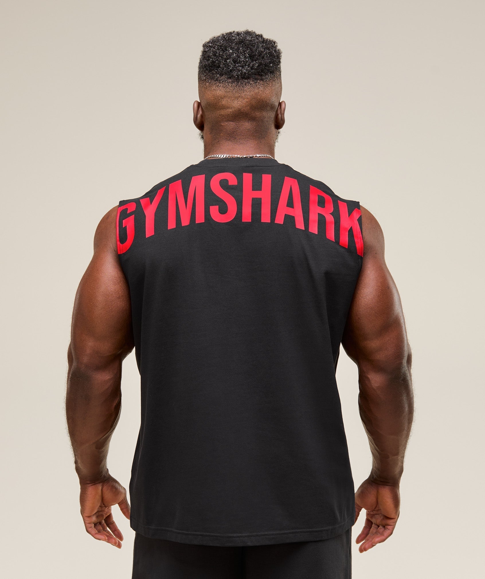 Gymshark Power Cut Off Tank 'Black Conditioning Red'