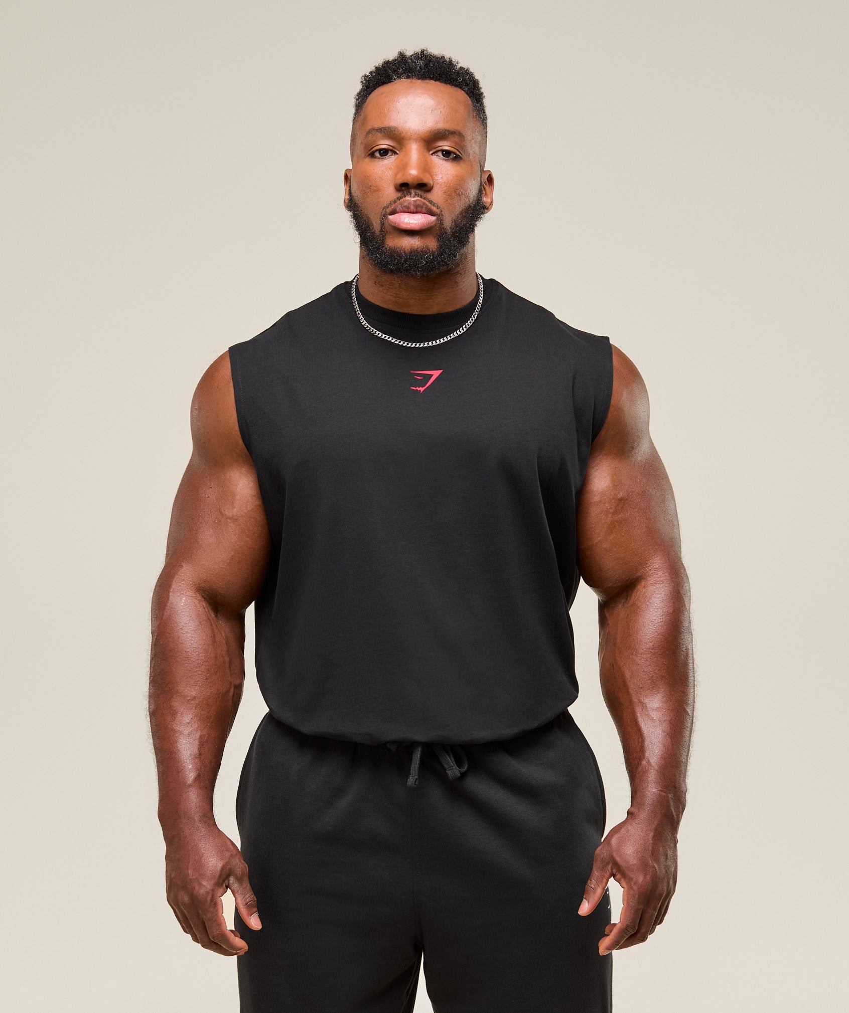 Gymshark Power Cut Off Tank 'Black Conditioning Red'