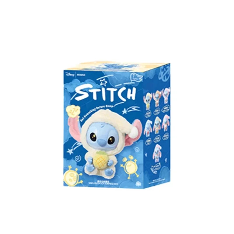 Miniso Top Toy Disney Stitch Eating Something Before Sleep Plush Keychain Sealed Case Pack of 1