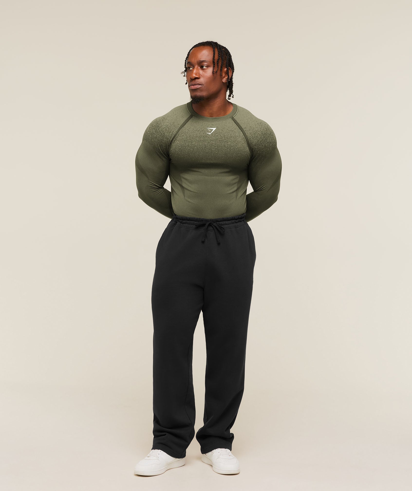 Gymshark Shadow Seamless Long Sleeve T-Shirt 'Core Olive'