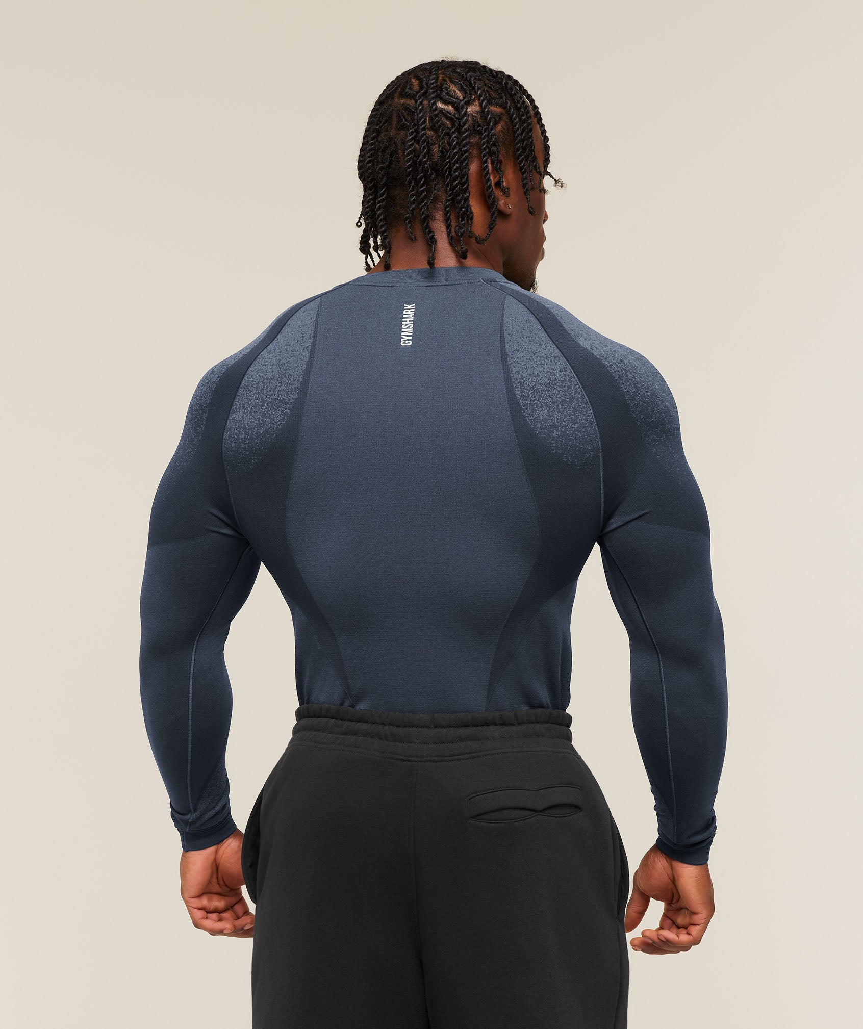 Gymshark Shadow Seamless Long Sleeve T-Shirt 'Heavy Blue'