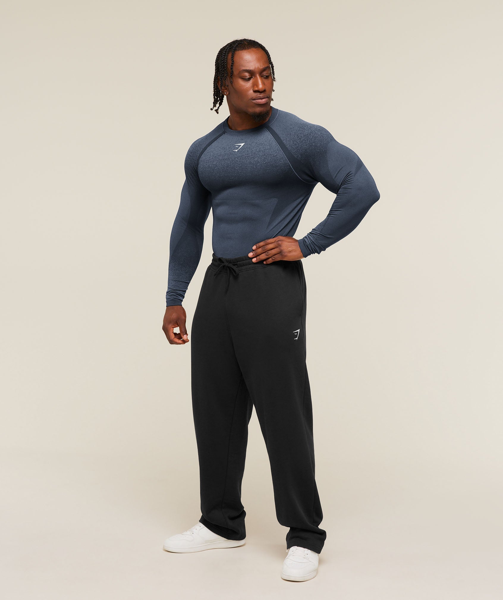 Gymshark Shadow Seamless Long Sleeve T-Shirt 'Heavy Blue'