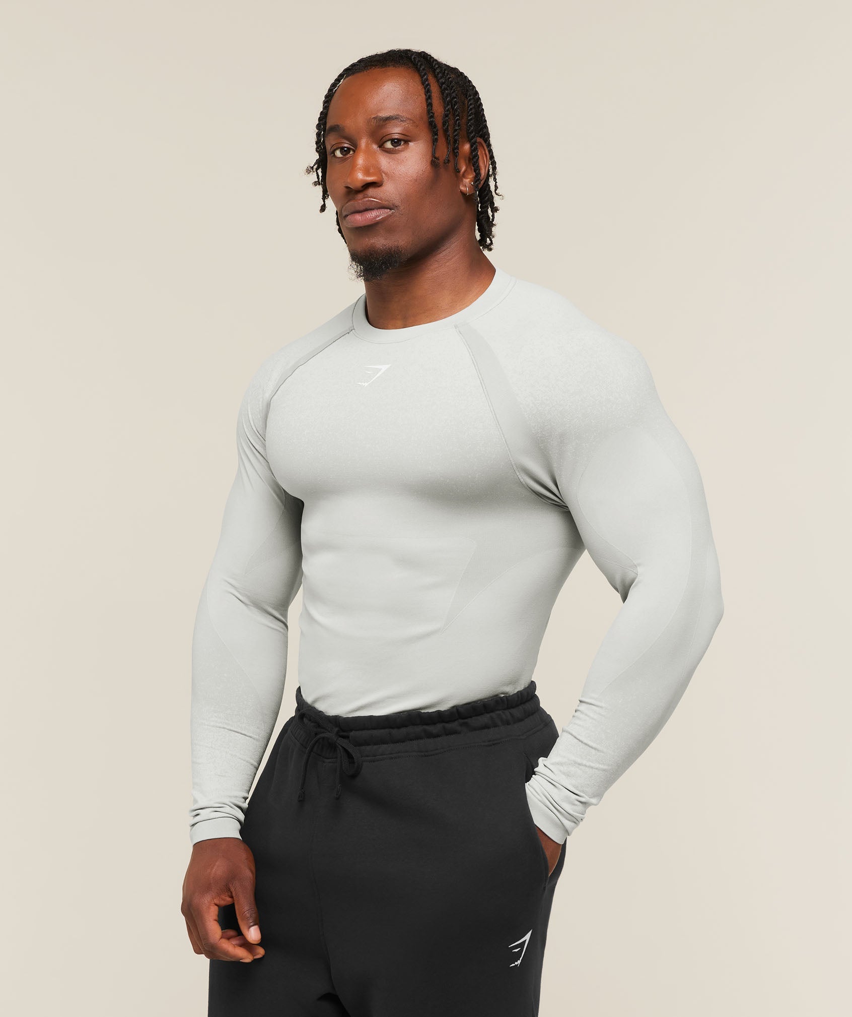 Gymshark Shadow Seamless Long Sleeve T-Shirt 'Light Grey'