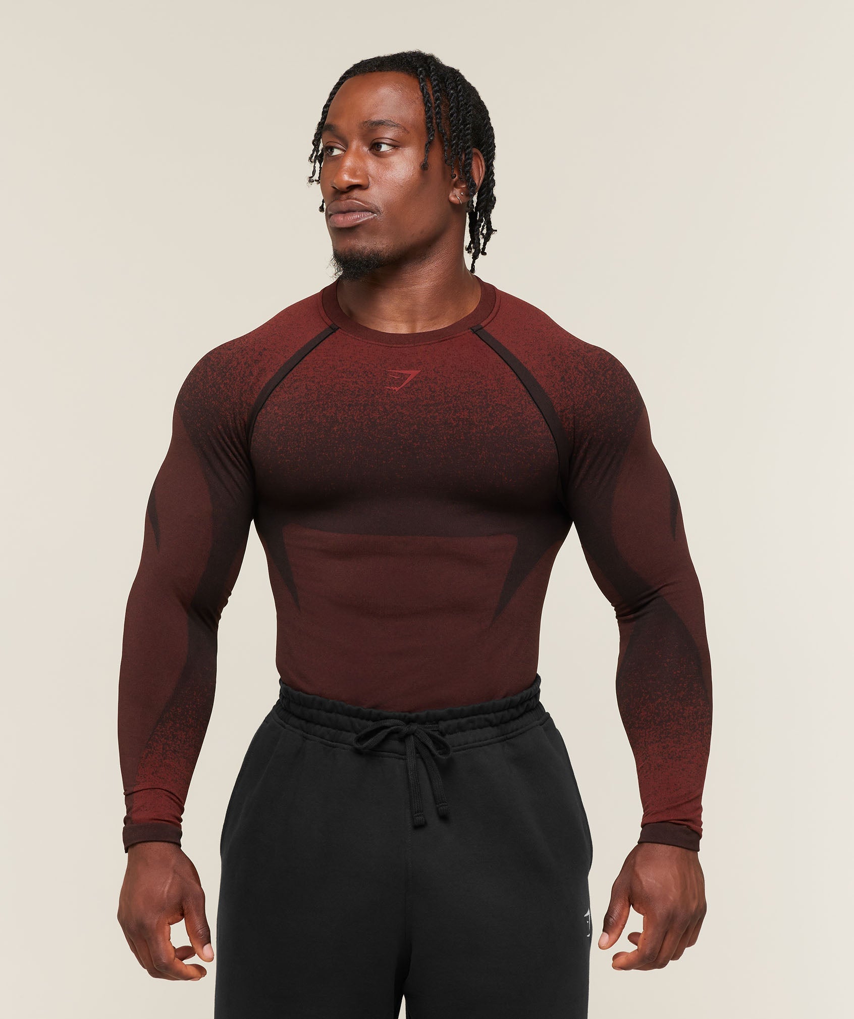Gymshark Shadow Seamless Long Sleeve T-Shirt 'Sets Red'