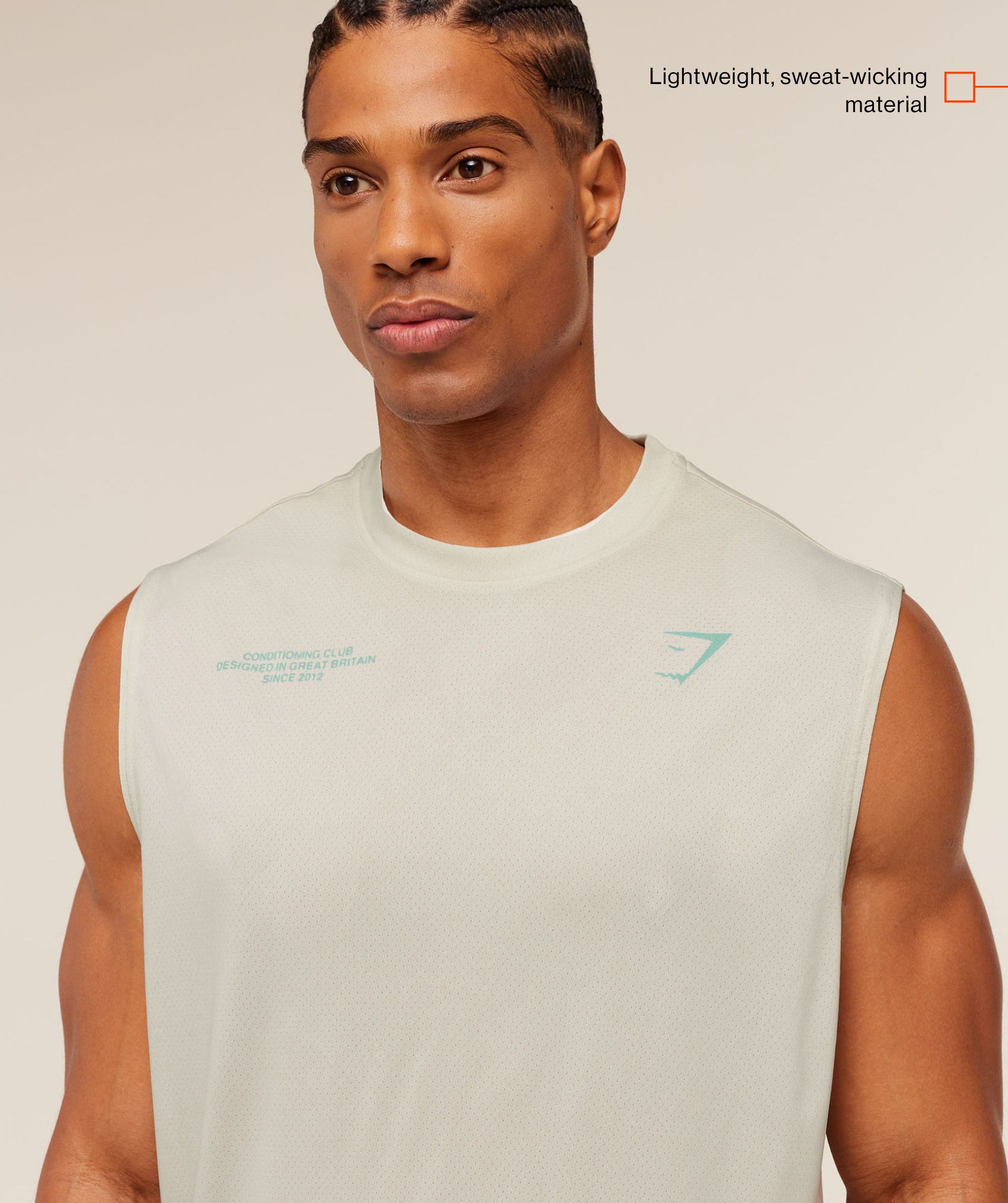 Gymshark Conditioning Club Washed Tank 'Soft White Pop Turquoise Wash'