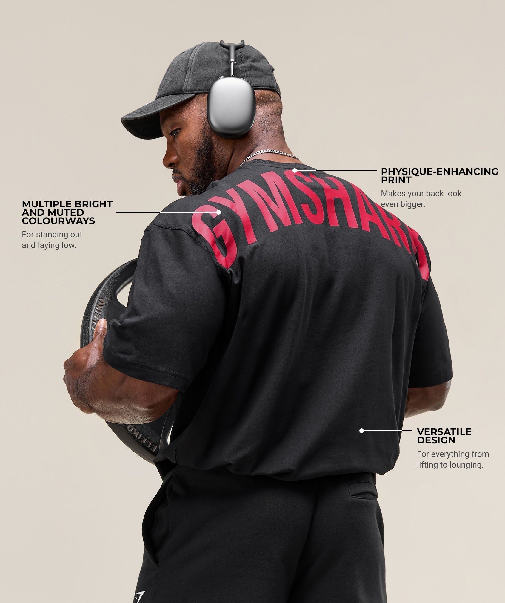 Gymshark Power T-Shirt 'Black Conditioning Red'