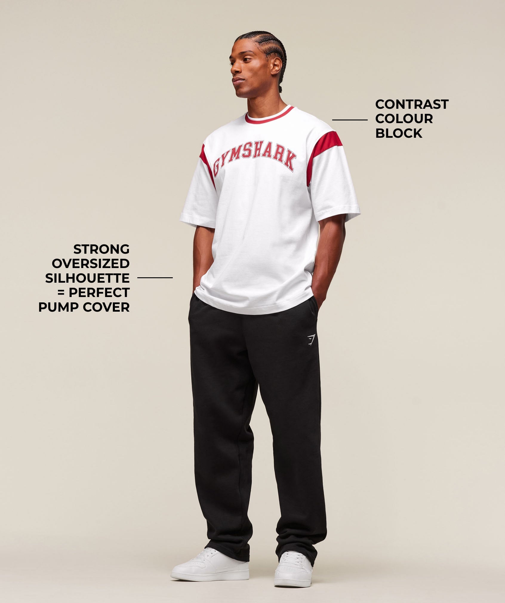 Gymshark GSLC Oversized T-Shirt 'White Conditioning Red'