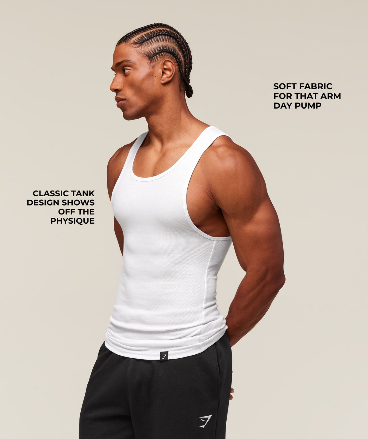 Gymshark Ribbed Tank 1PK 'White'