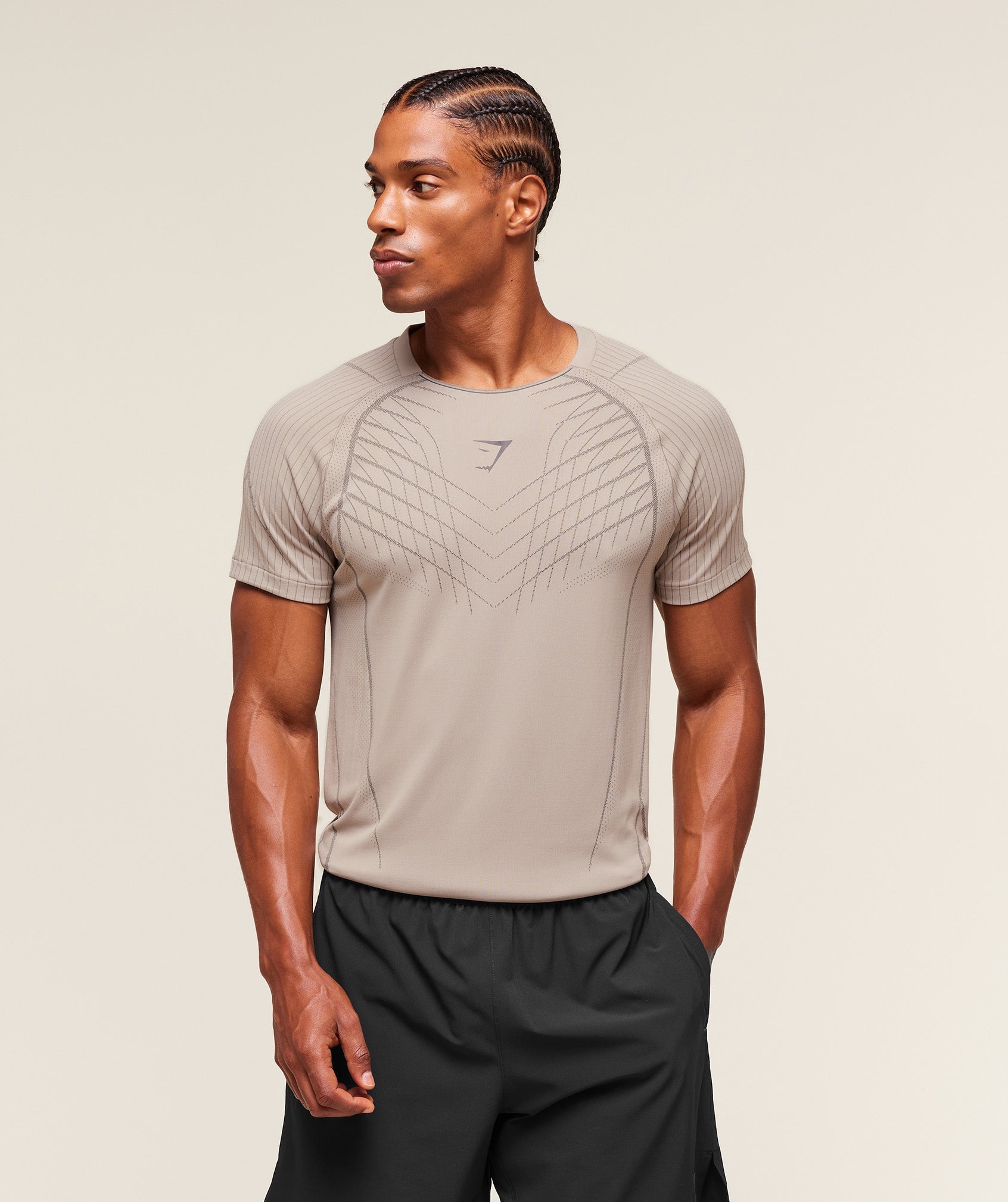 Gymshark Apex Seamless T-Shirt 'Mushroom Grey Pitch Grey'