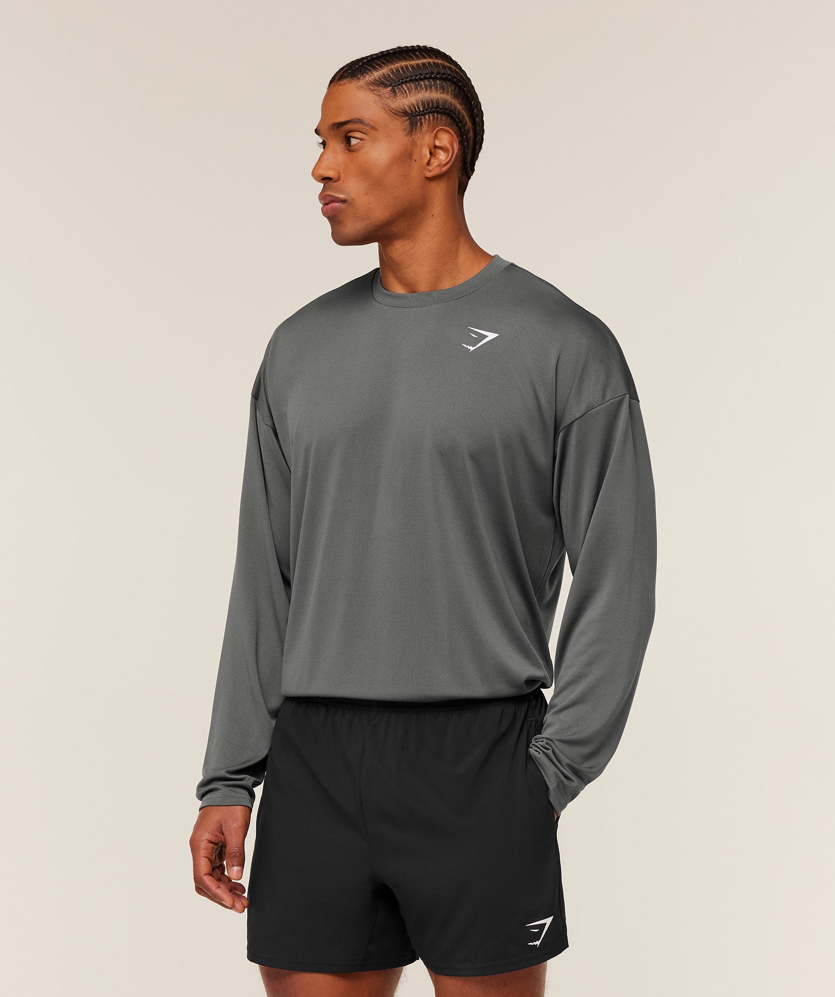 Gymshark Arrival Oversized Long Sleeve T-Shirt 'Silhouette Grey'