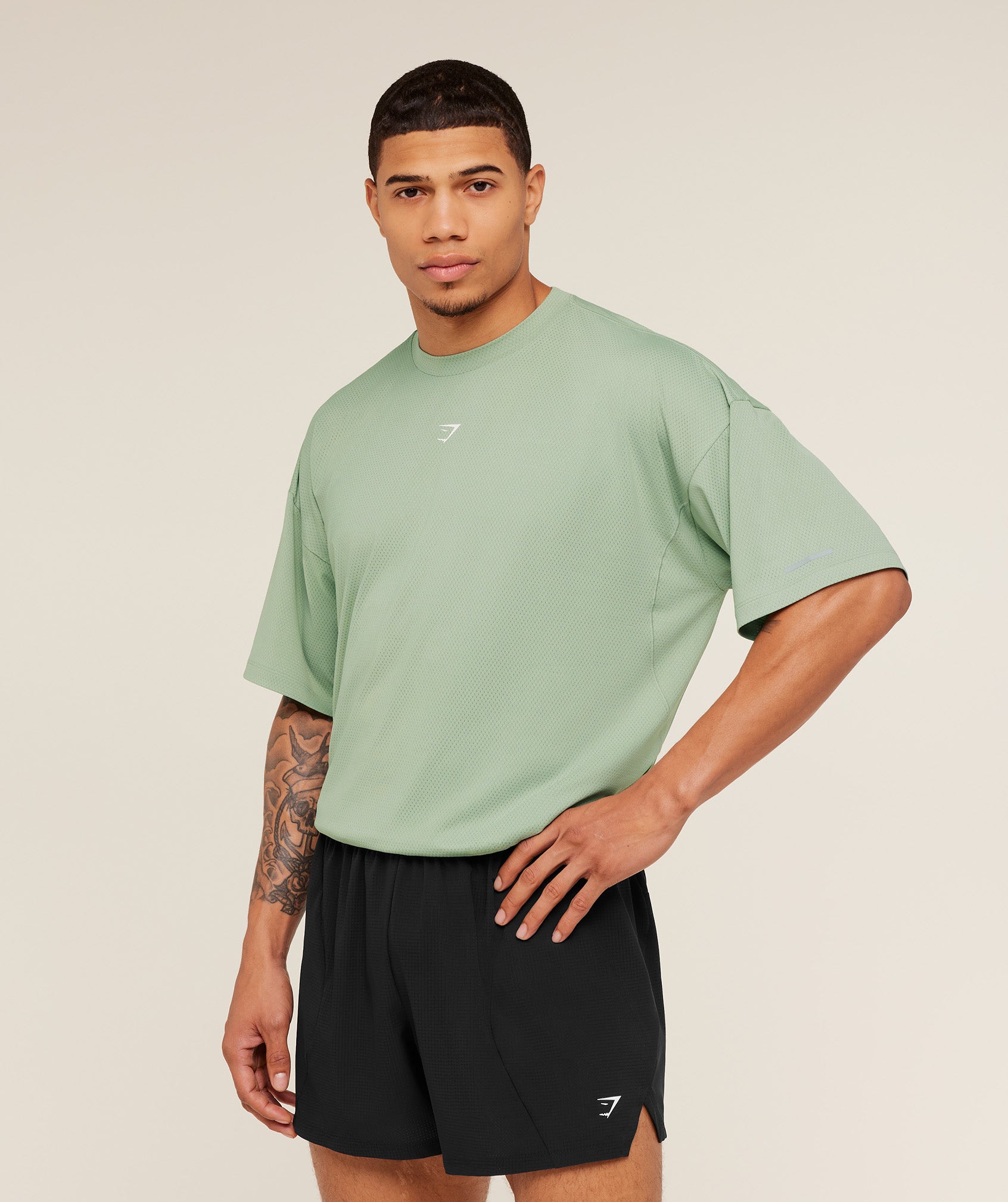 Gymshark Running Graphic T-Shirt 'GS Haze Green'