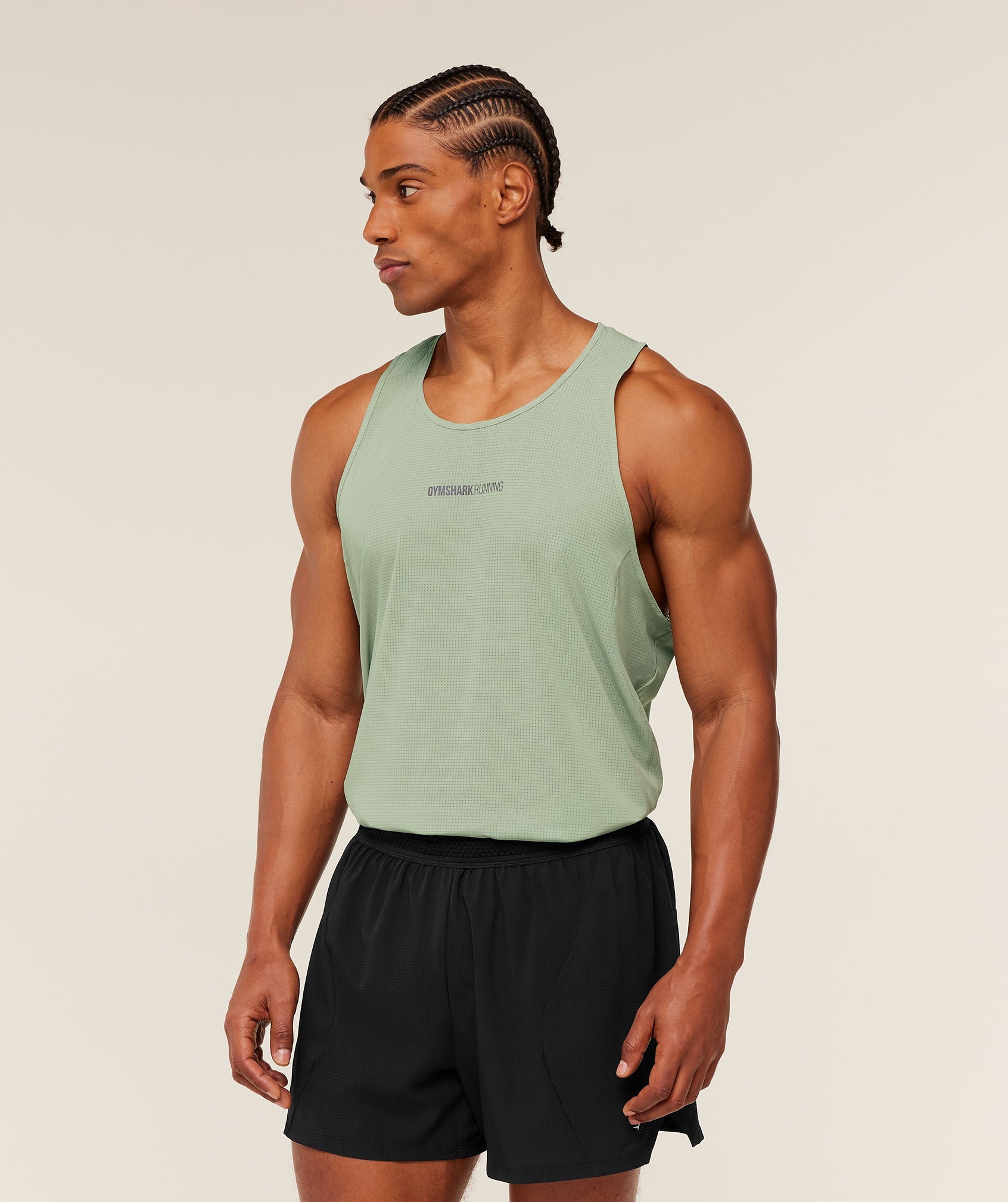 Gymshark Running Tank 'GS Haze Green'