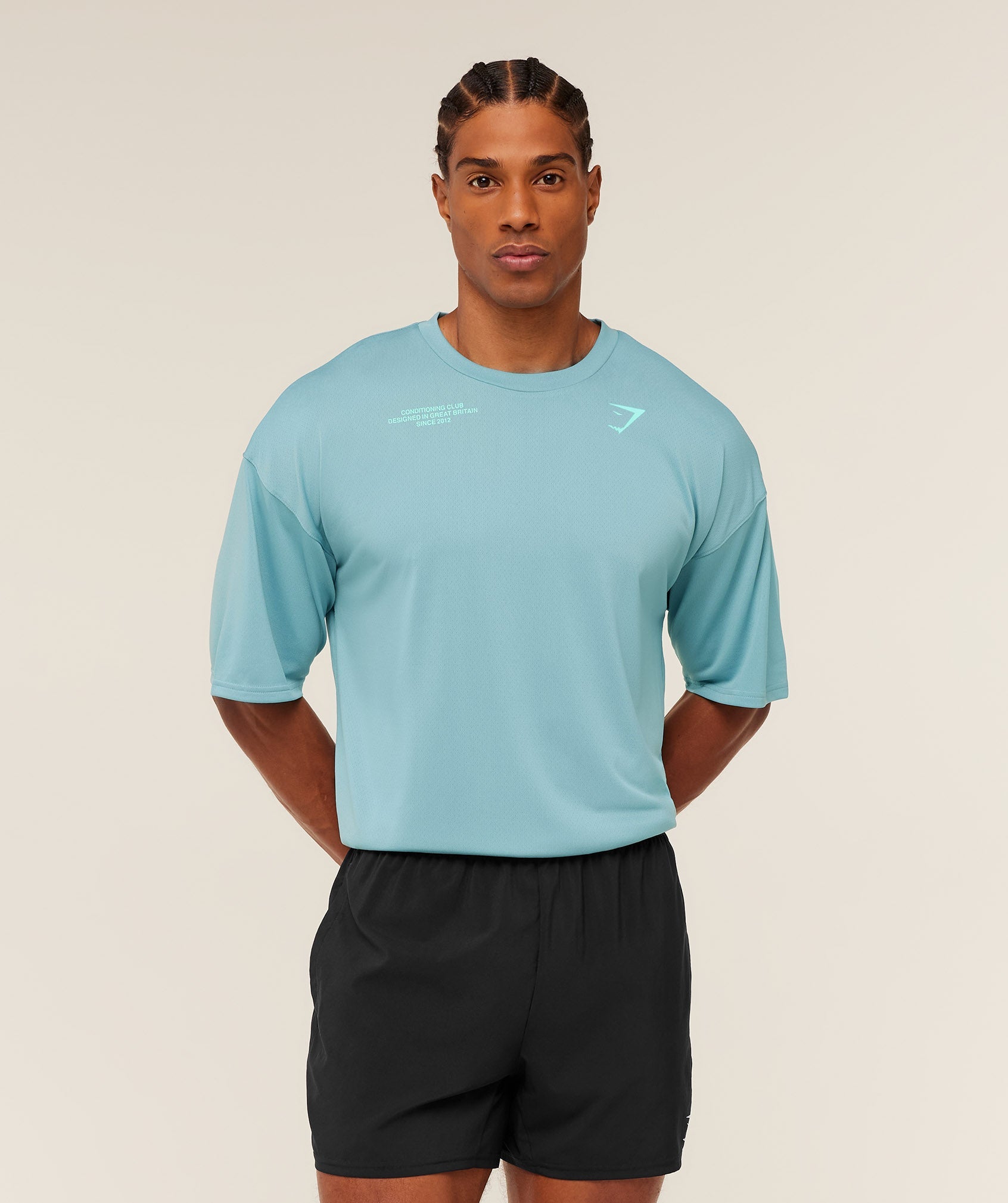 Gymshark Conditioning Club Oversized T-Shirt 'GS Flow Blue GS Pop Turquoise'