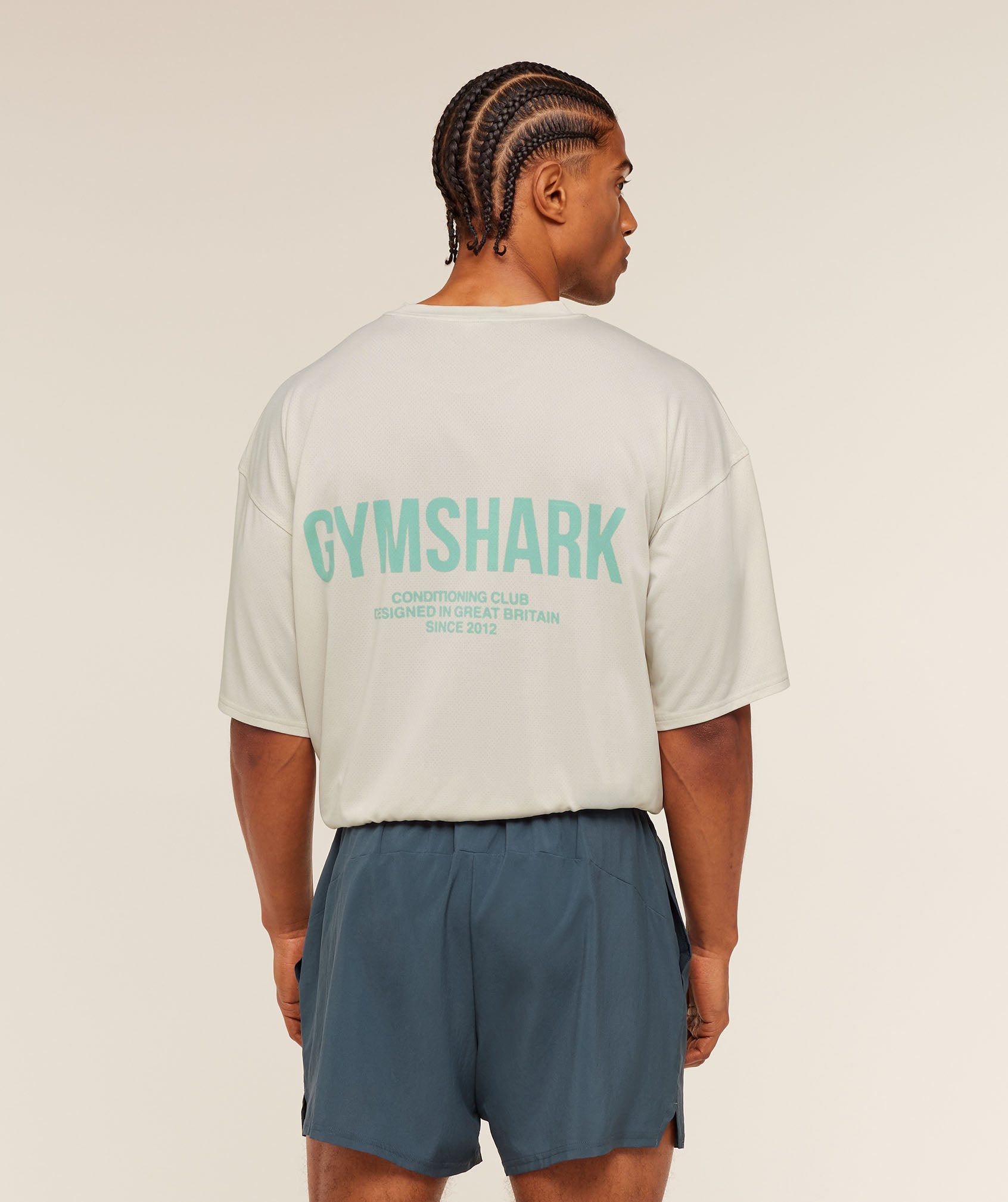 Gymshark Conditioning Club Washed T-Shirt 'Soft White Pop Turquoise Wash'