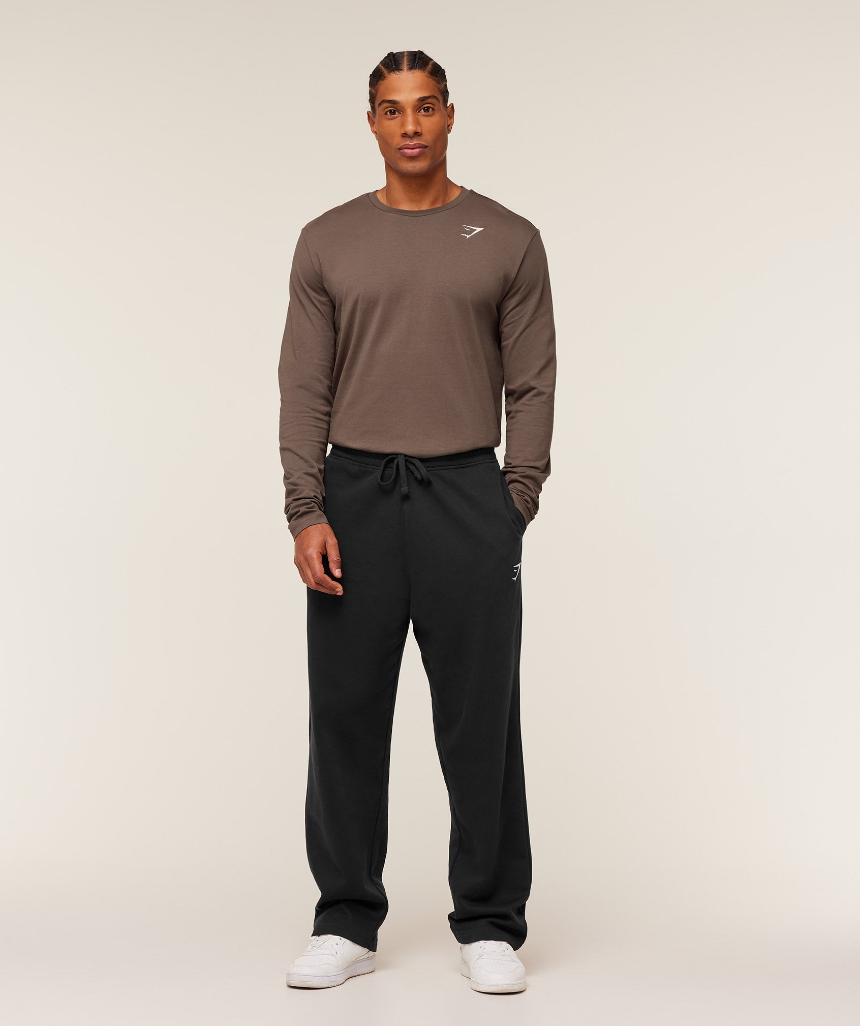 Gymshark Crest Long Sleeve T-Shirt 'Soft Brown'