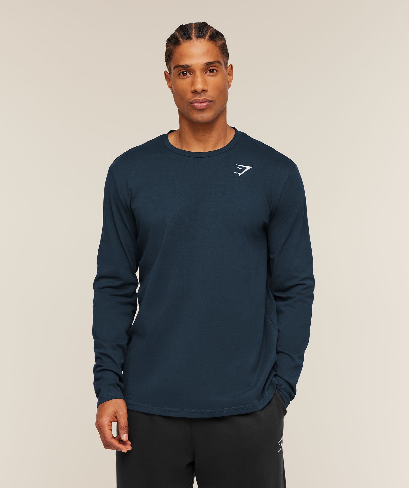Gymshark Crest Long Sleeve T-Shirt 'Navy'