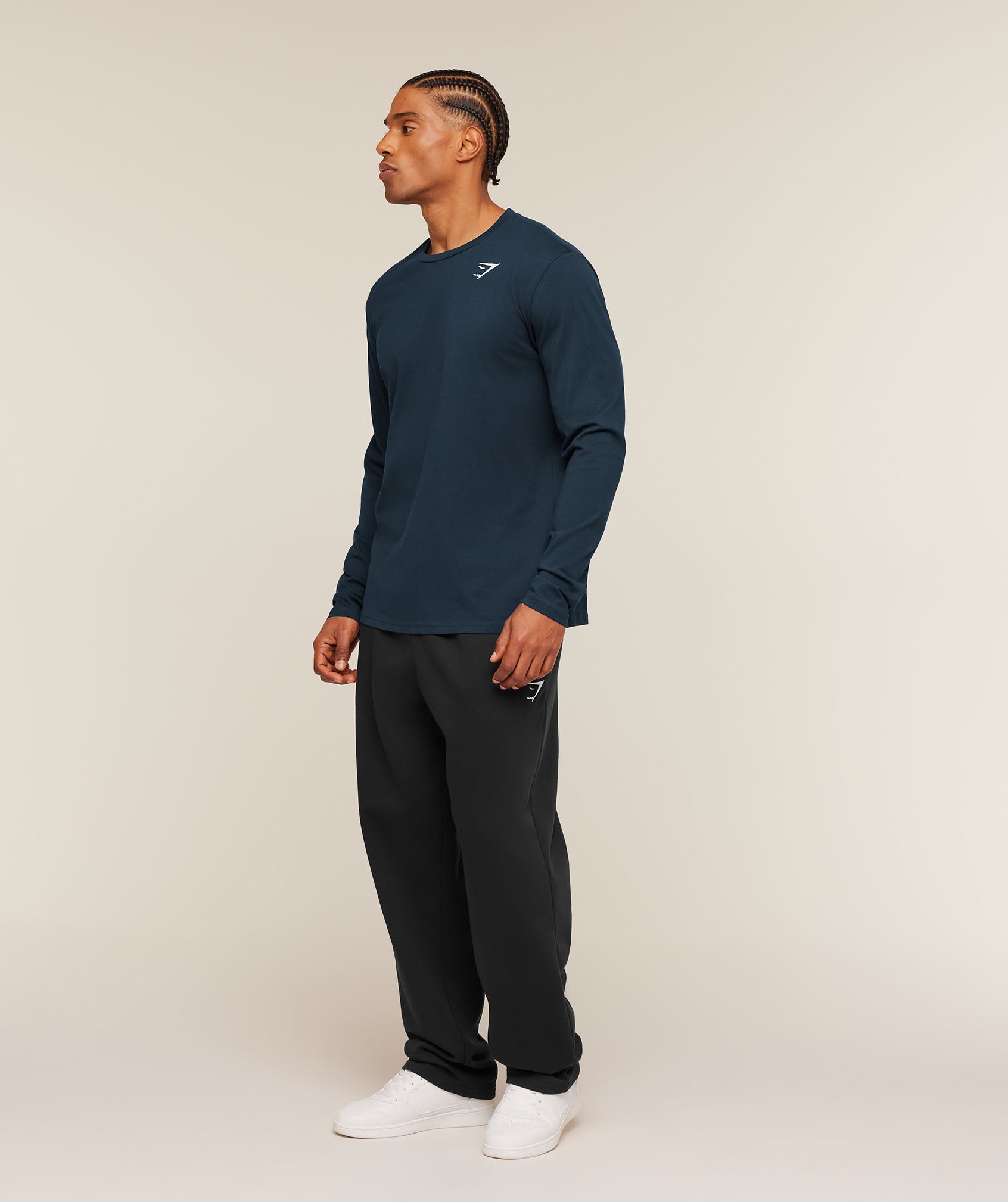 Gymshark Crest Long Sleeve T-Shirt 'Navy'