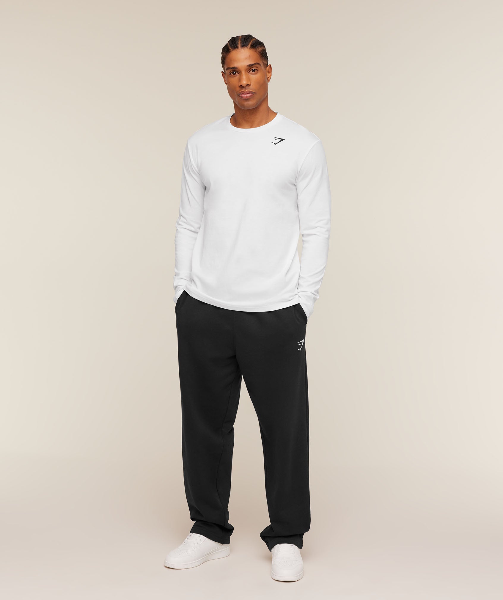 Gymshark Crest Long Sleeve T-Shirt 'White'