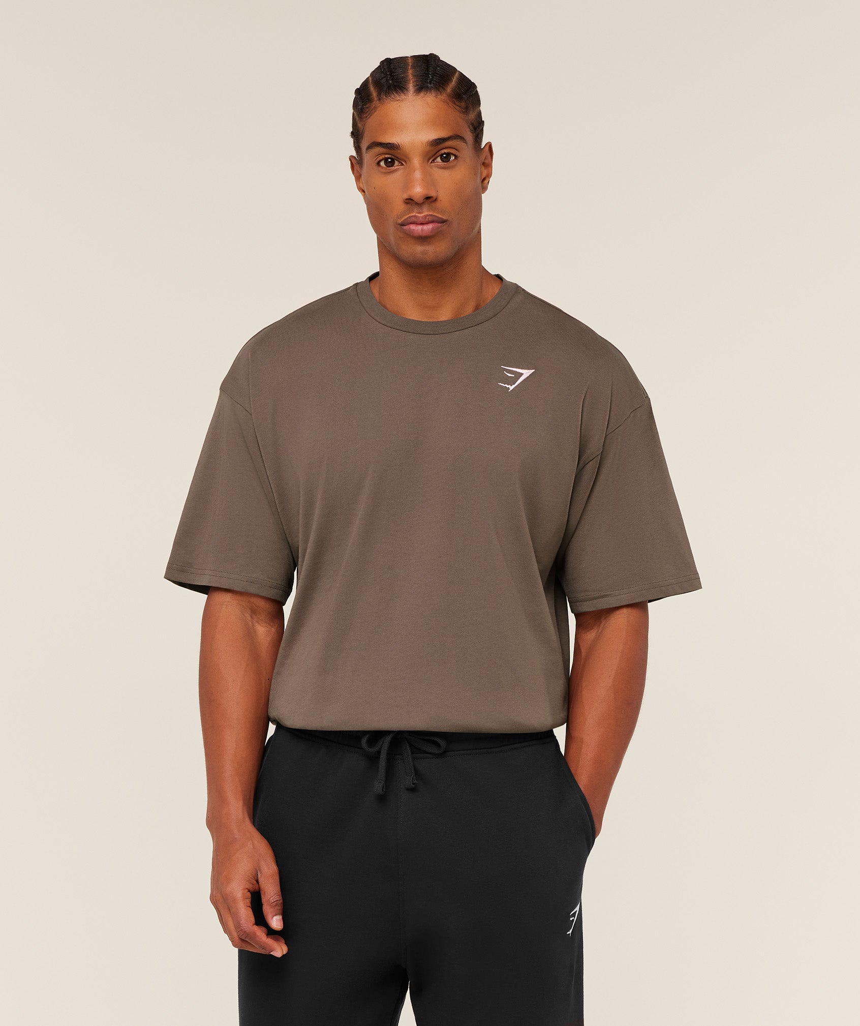 Gymshark Crest Oversized T-Shirt 'Soft Brown'